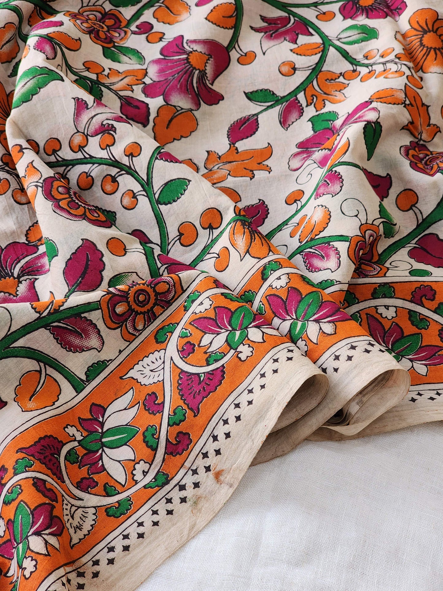 Multicolored Kalamkari Cotton Saree