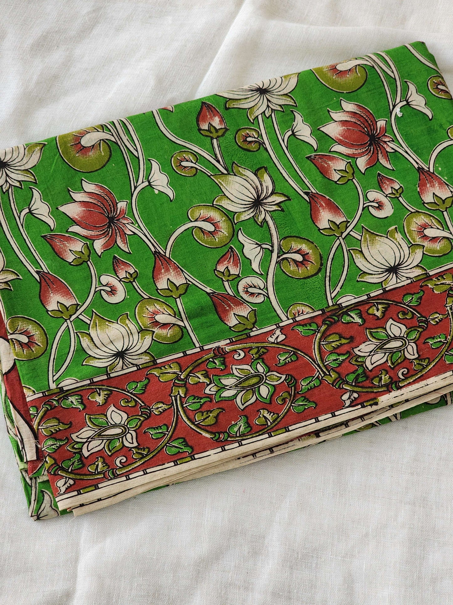Green Kalamkari Cotton Saree