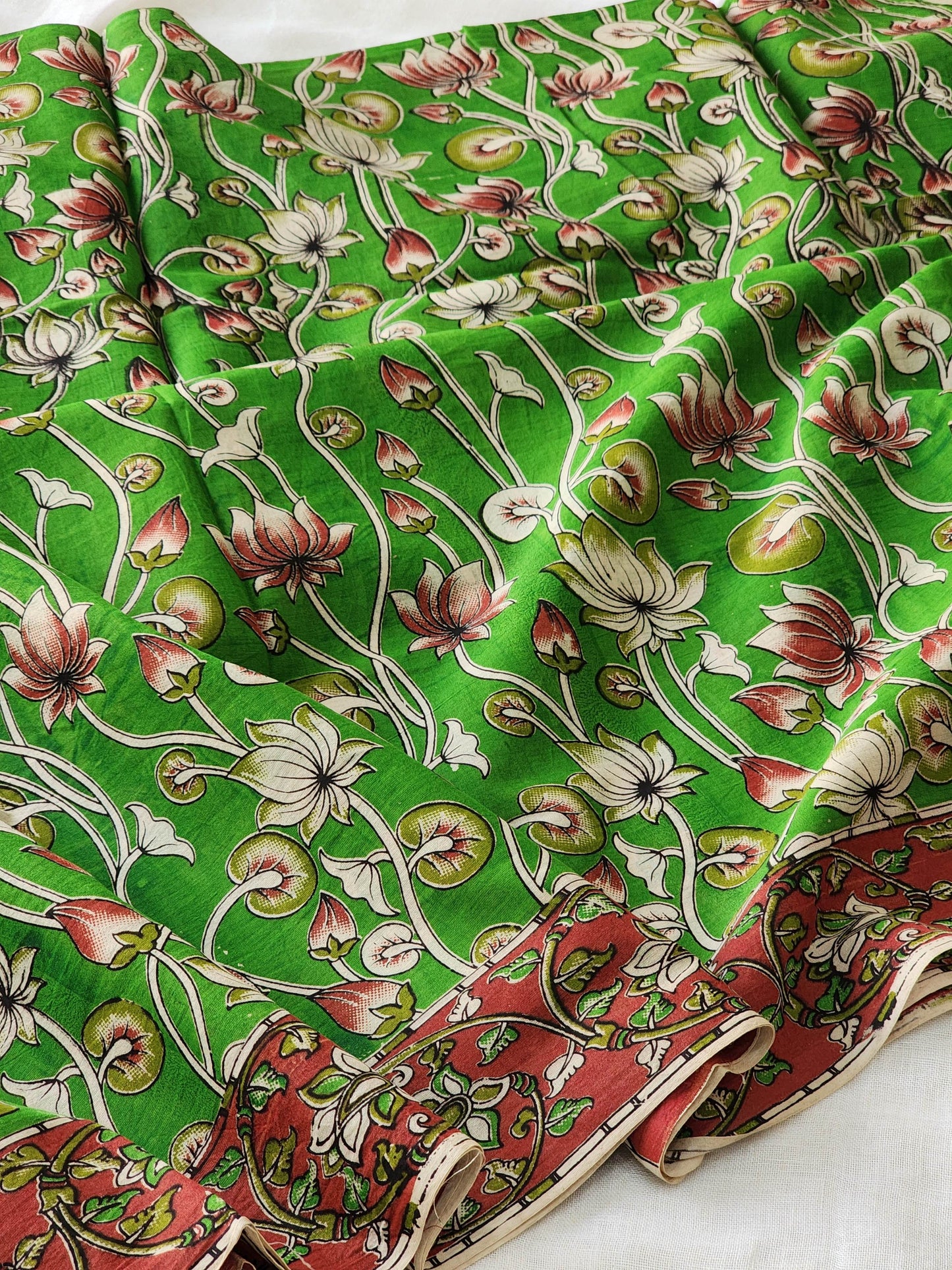 Green Kalamkari Cotton Saree
