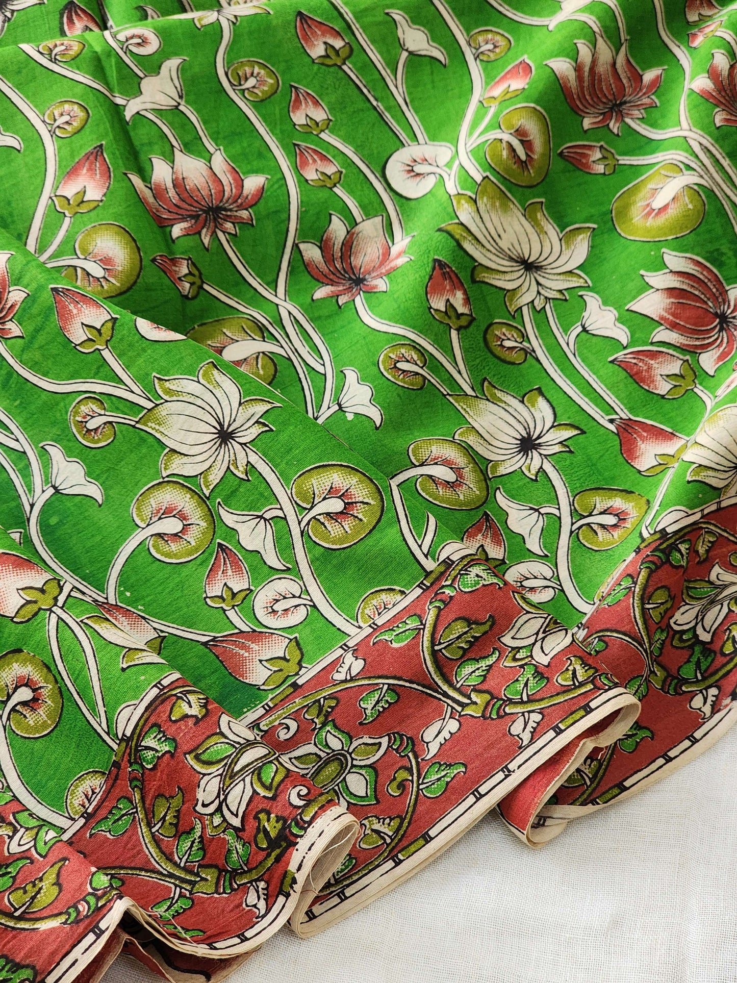 Green Kalamkari Cotton Saree