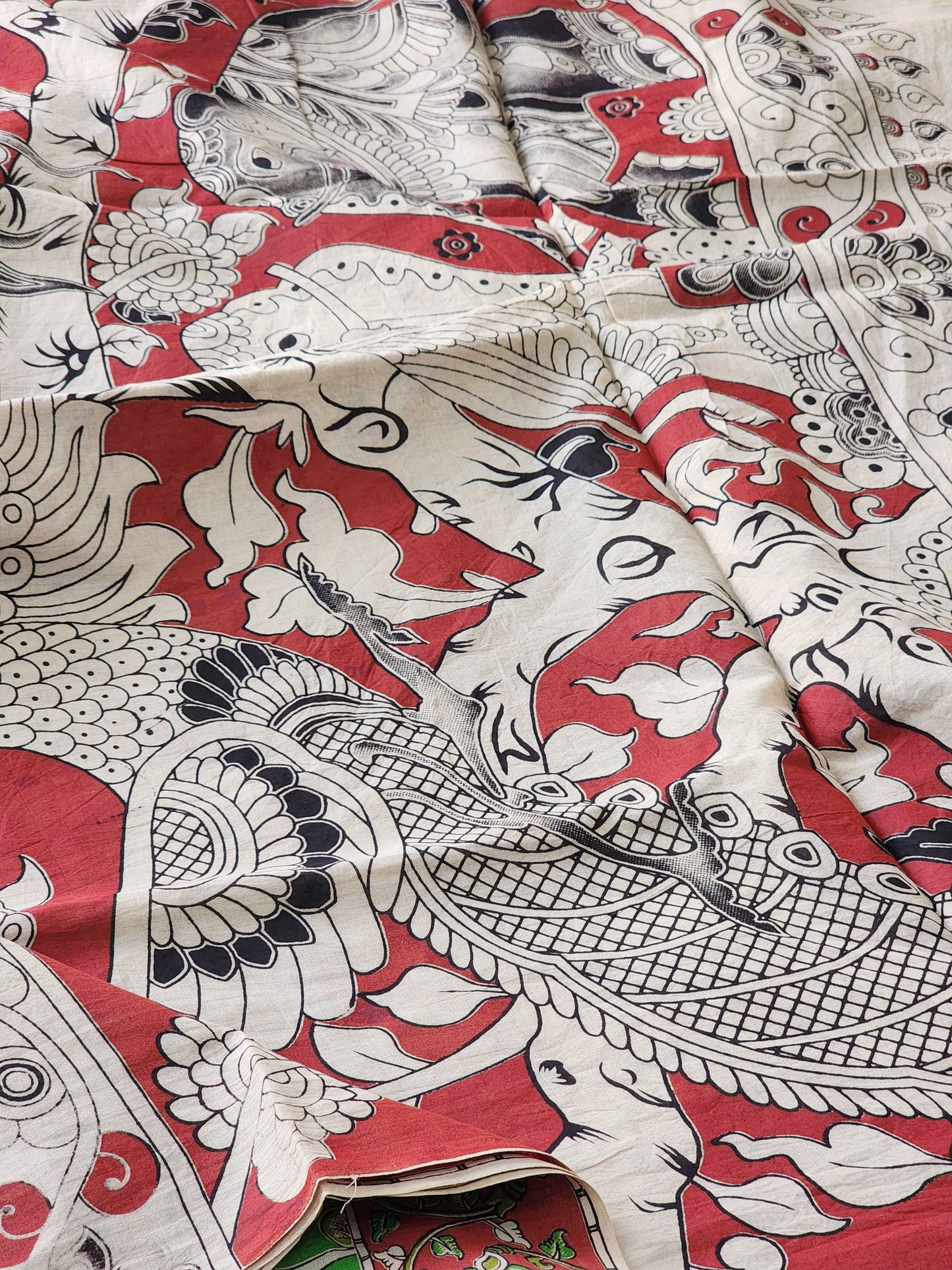 Green Kalamkari Cotton Saree