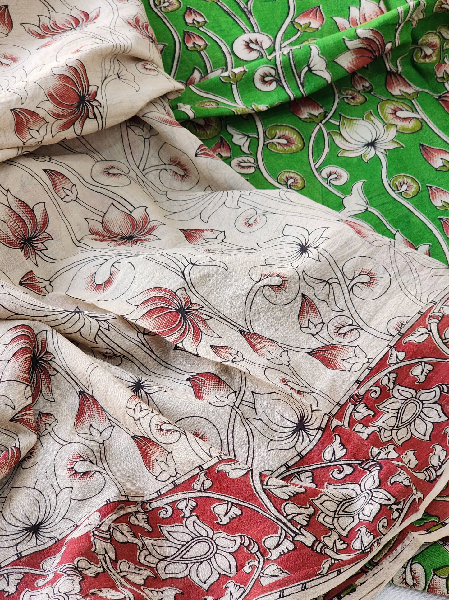 Green Kalamkari Cotton Saree