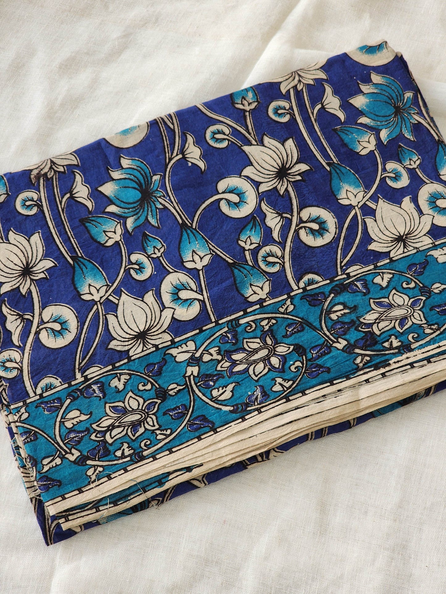 Blue Kalamkari Cotton Saree