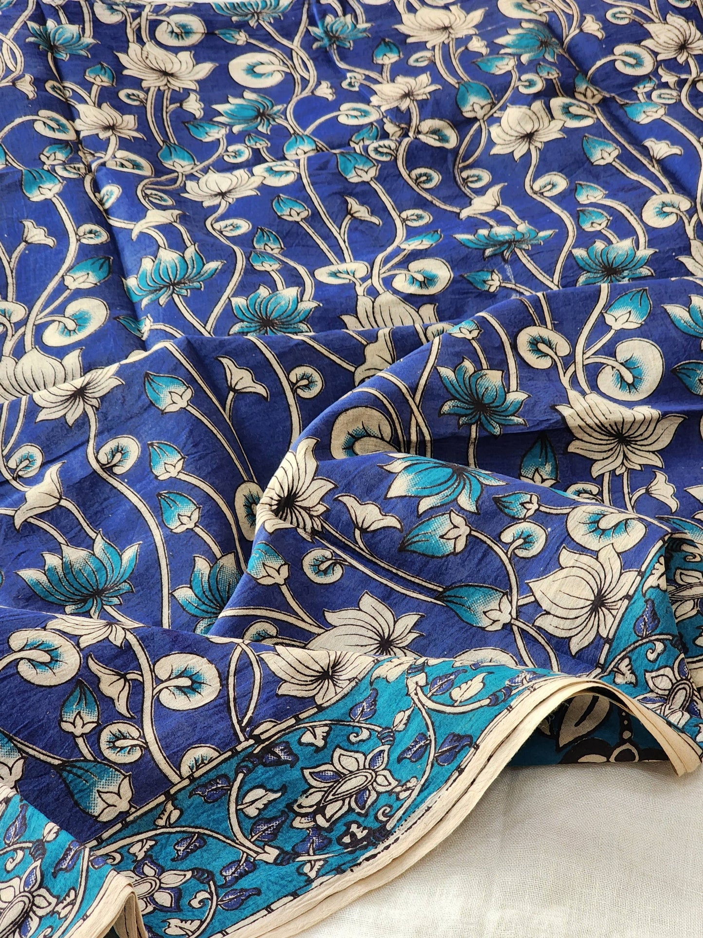 Blue Kalamkari Cotton Saree