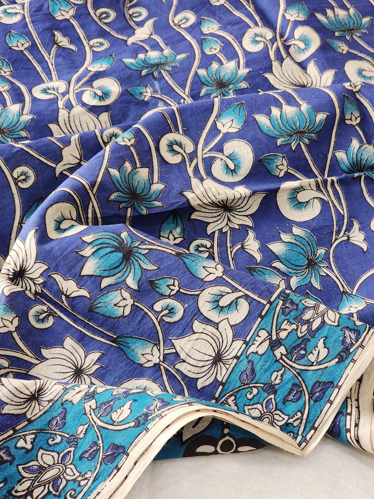 Blue Kalamkari Cotton Saree