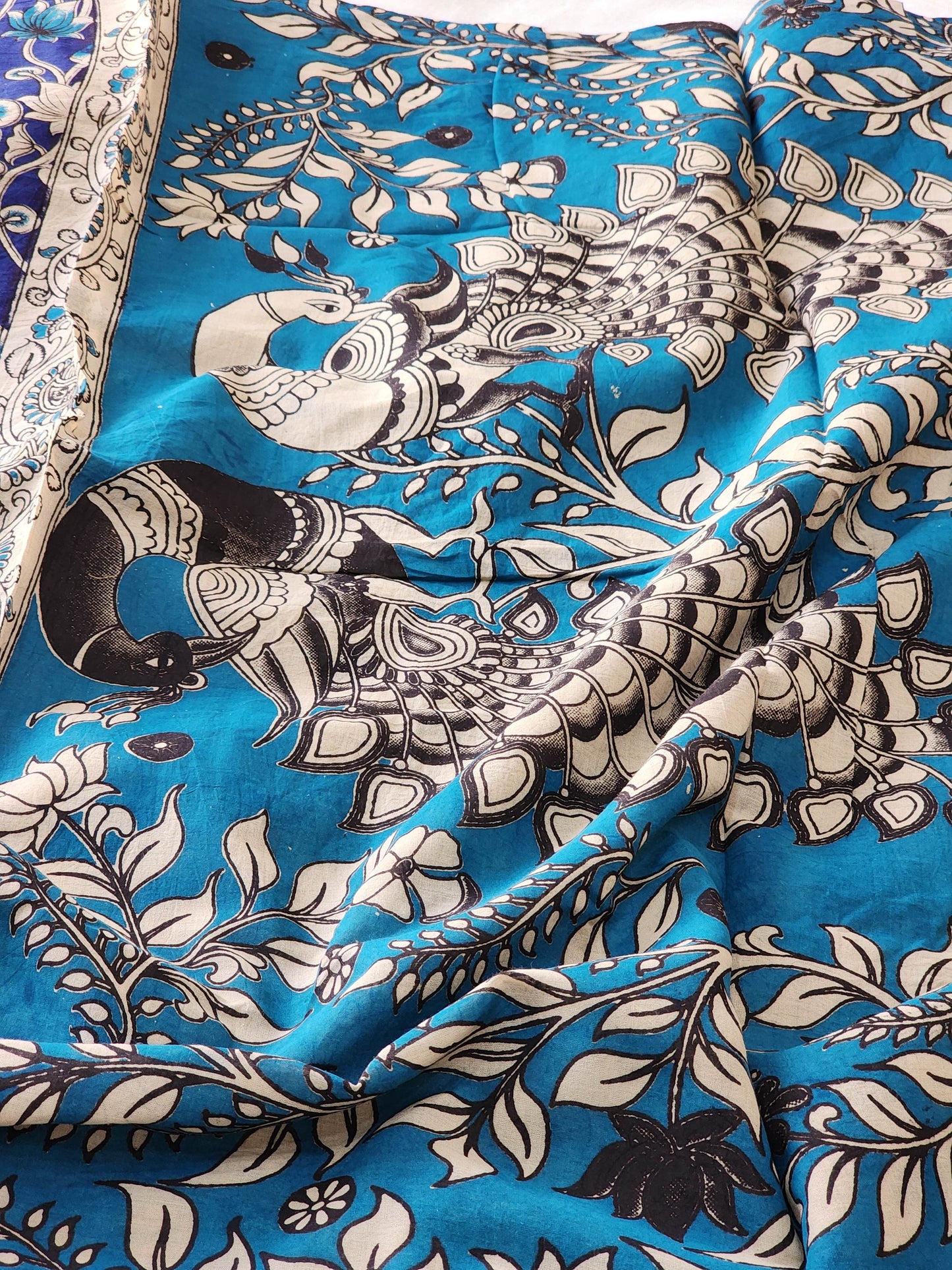 Blue Kalamkari Cotton Saree