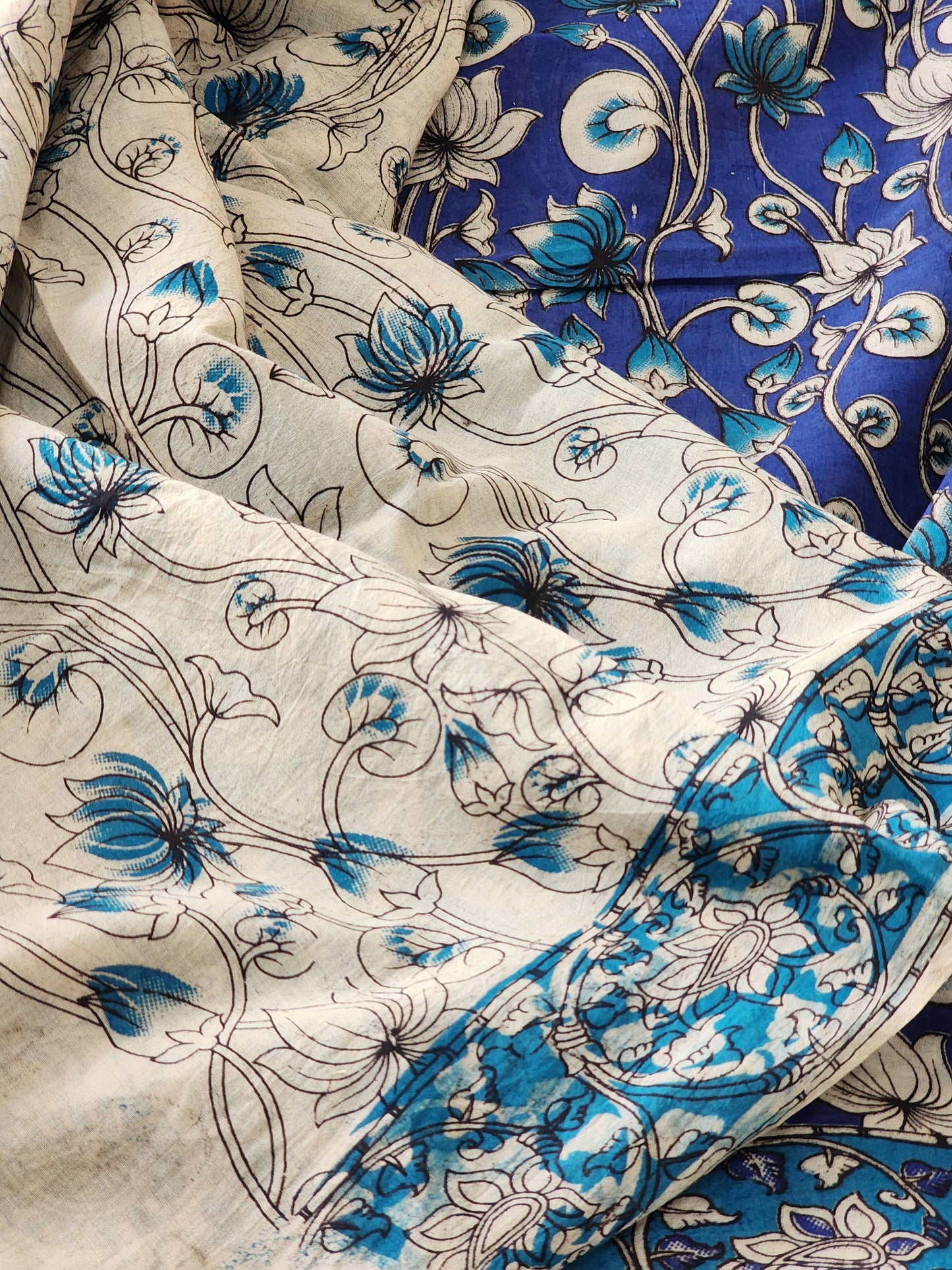 Blue Kalamkari Cotton Saree