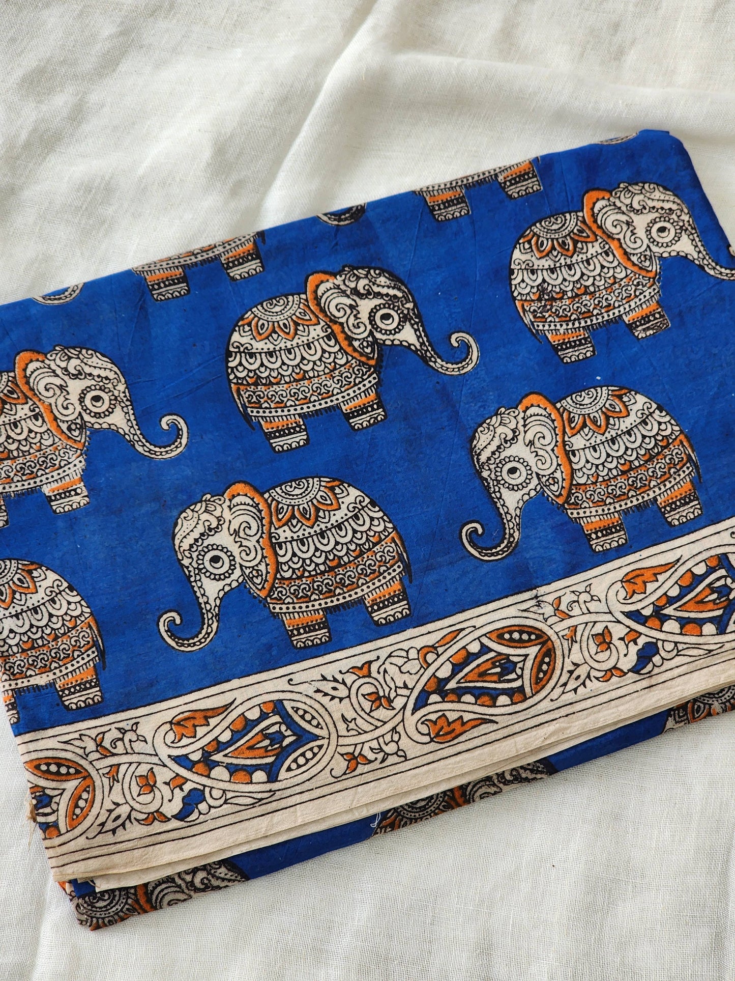 Blue Kalamkari Cotton Saree