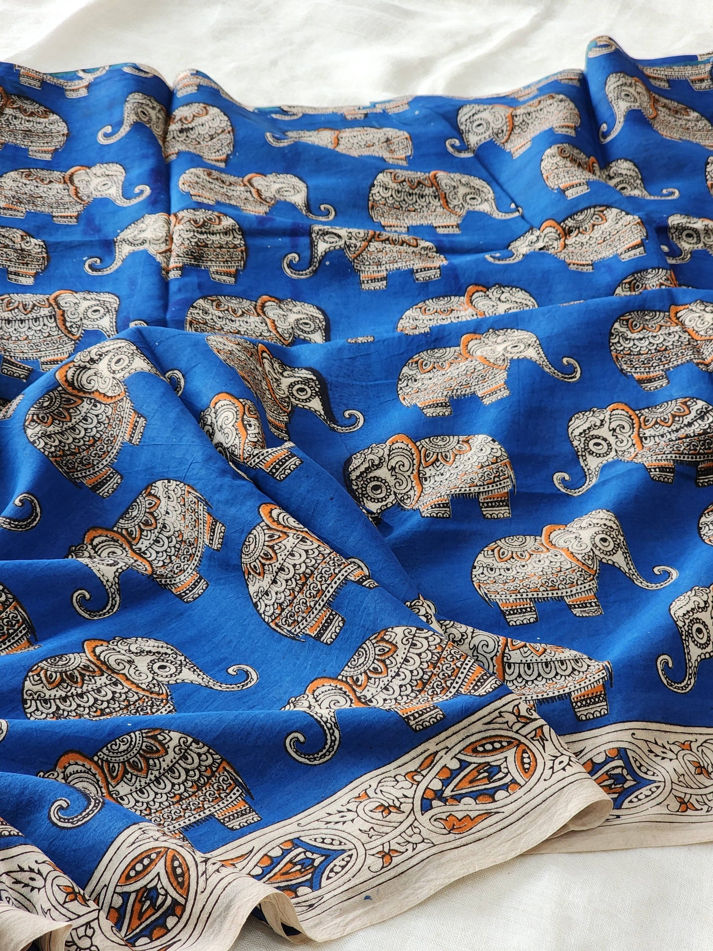 Blue Kalamkari Cotton Saree