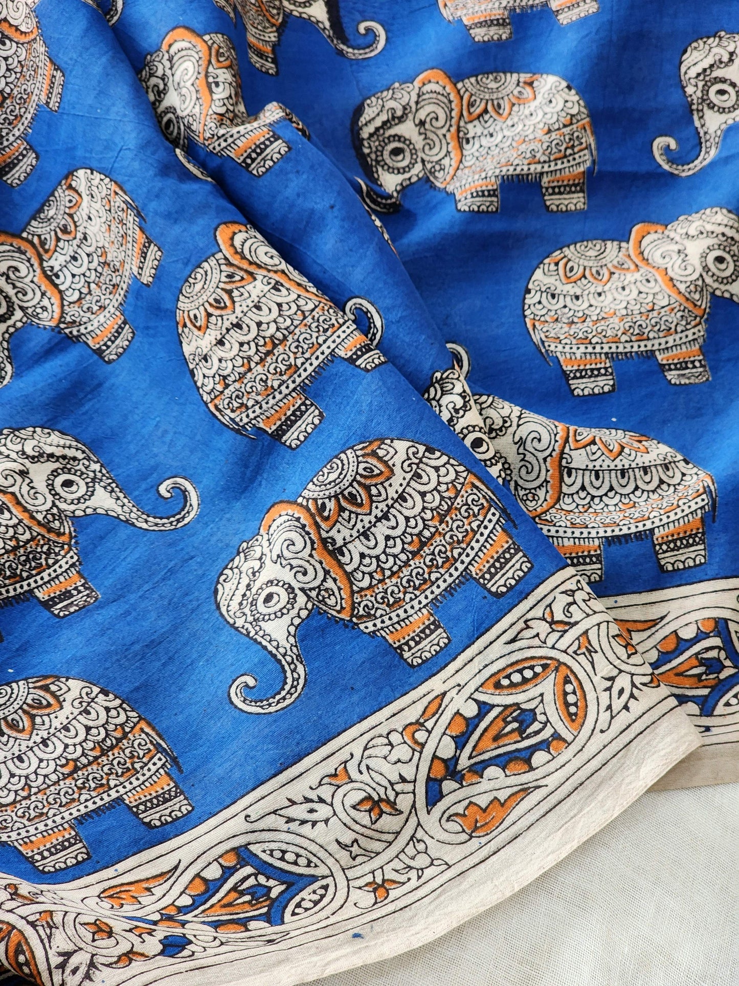 Blue Kalamkari Cotton Saree