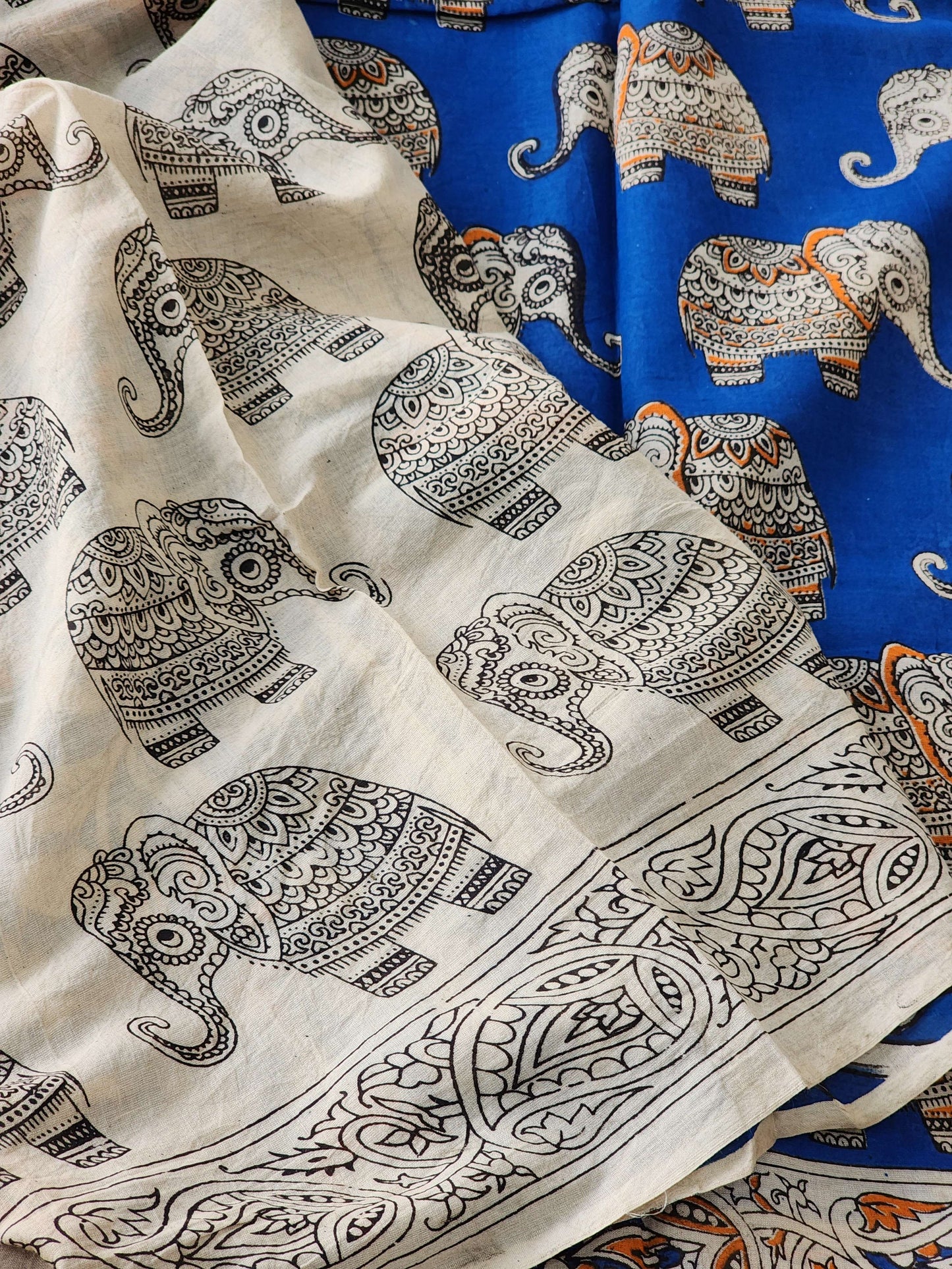 Blue Kalamkari Cotton Saree
