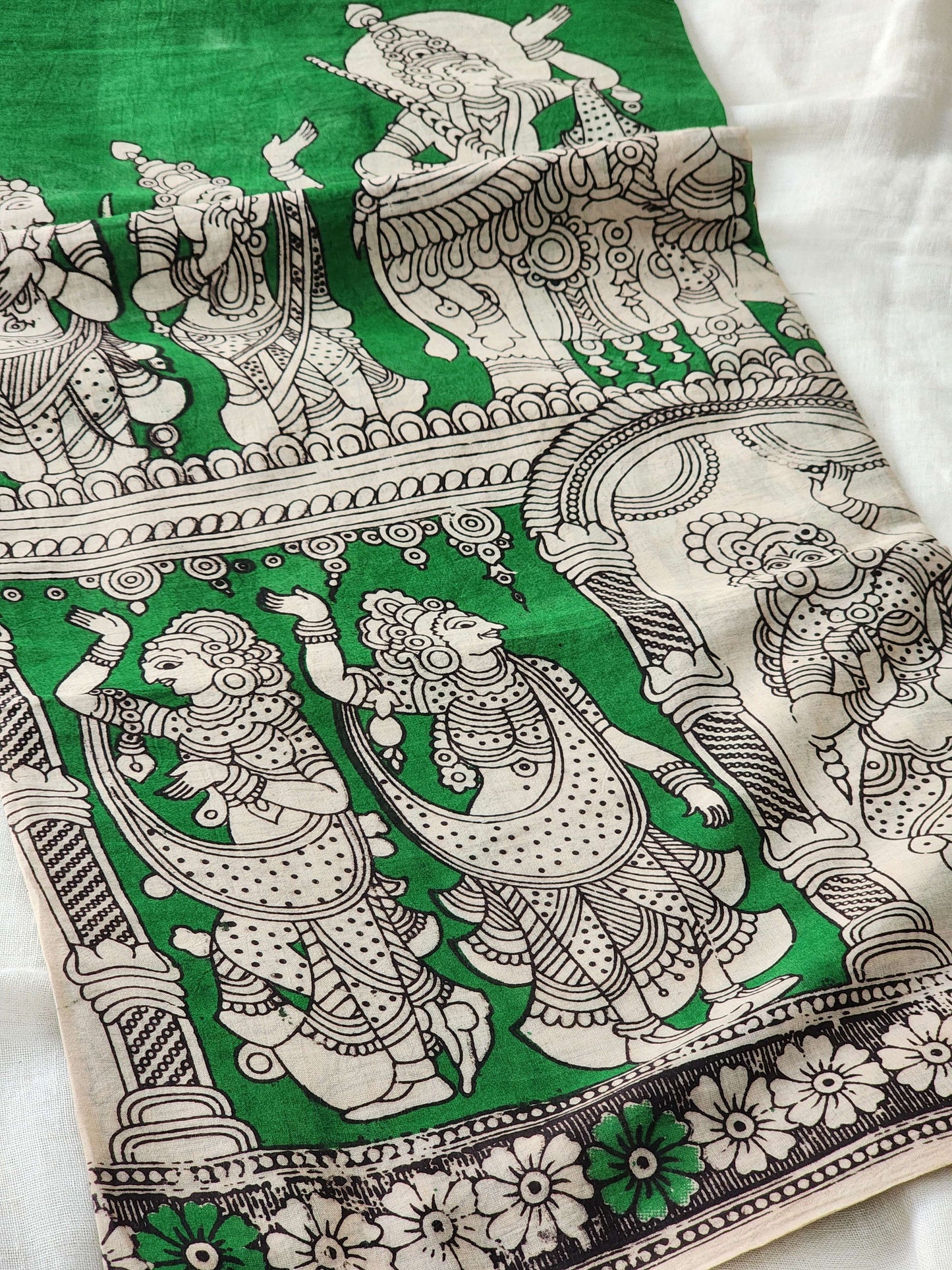 Green Kalamkari Cotton Saree