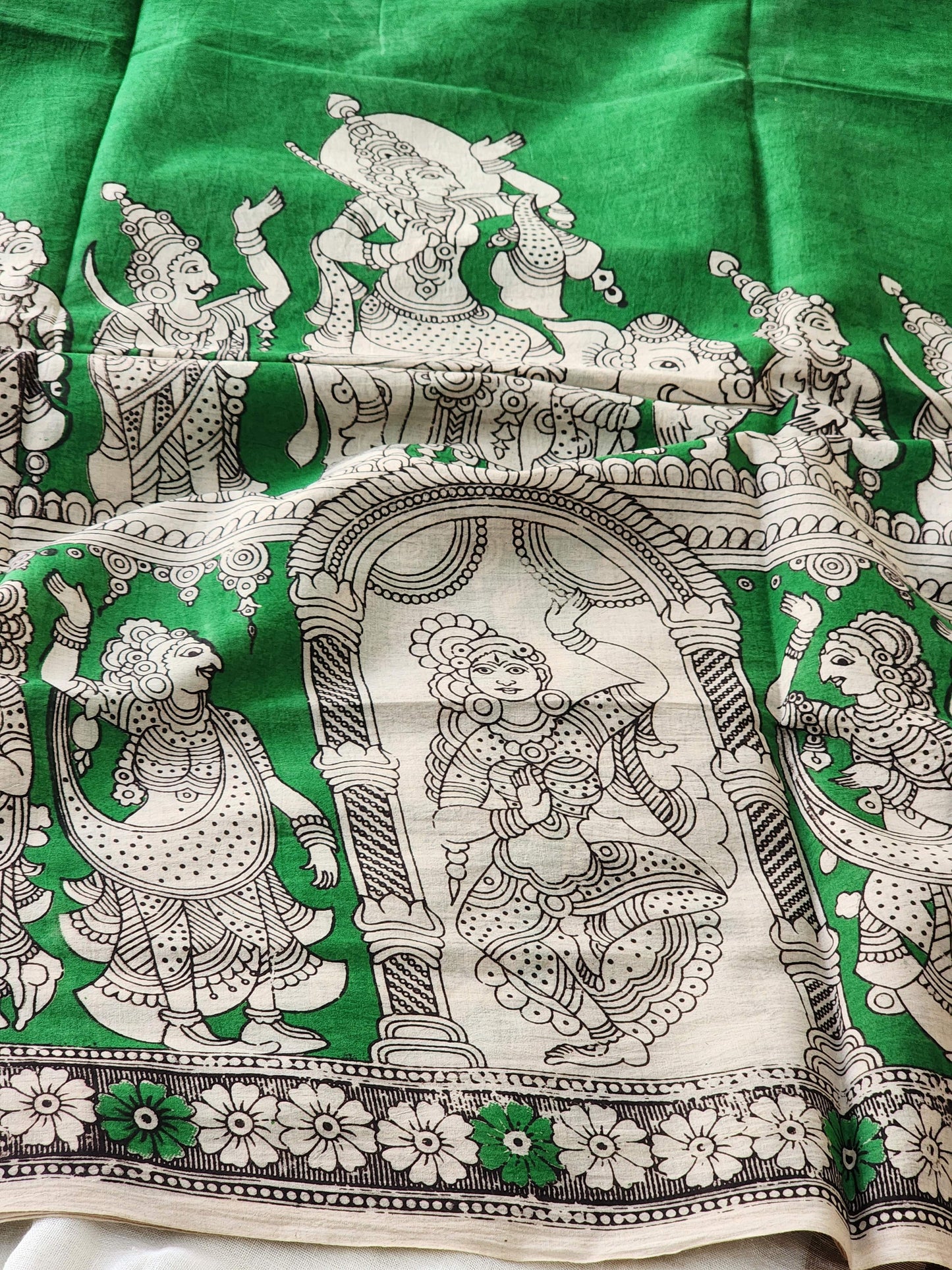 Green Kalamkari Cotton Saree