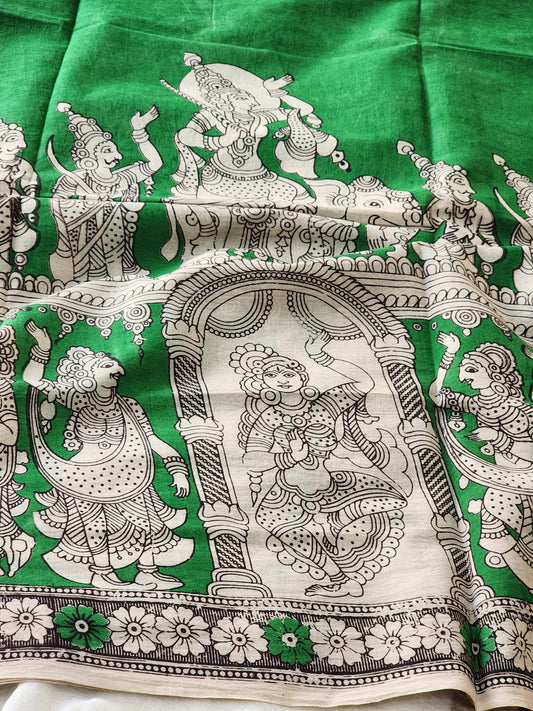 Green Kalamkari Cotton Saree