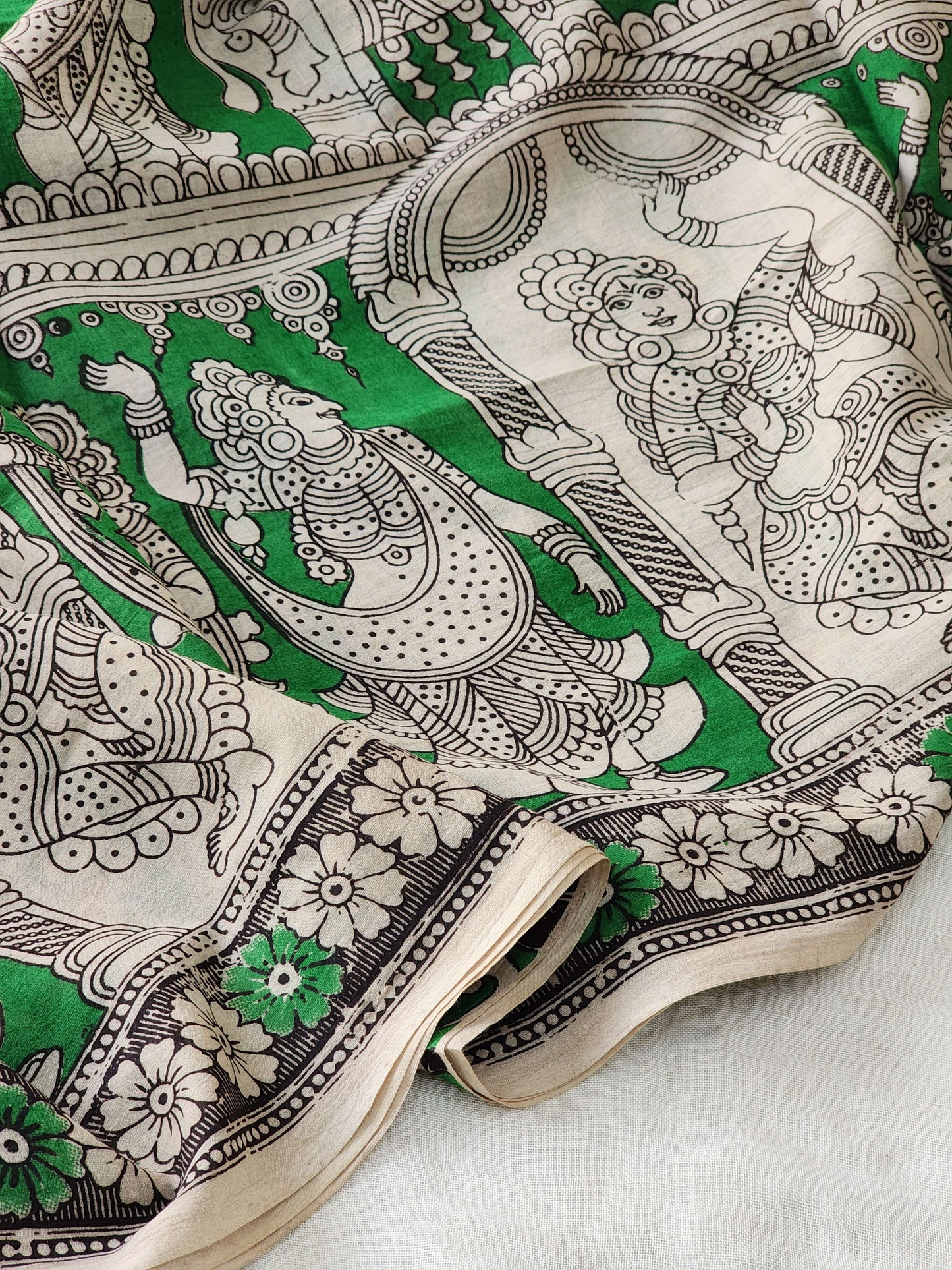 Green Kalamkari Cotton Saree