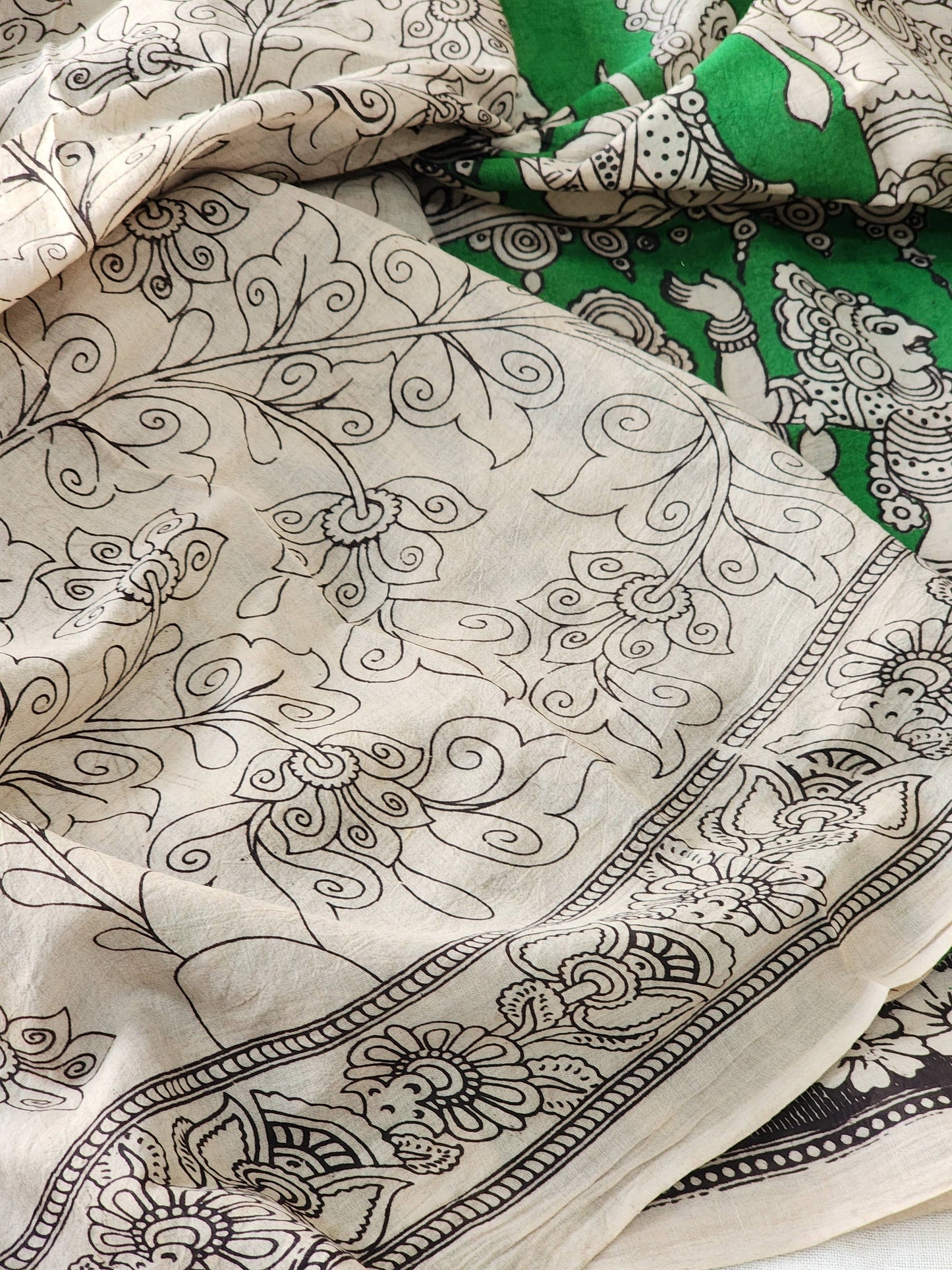 Green Kalamkari Cotton Saree