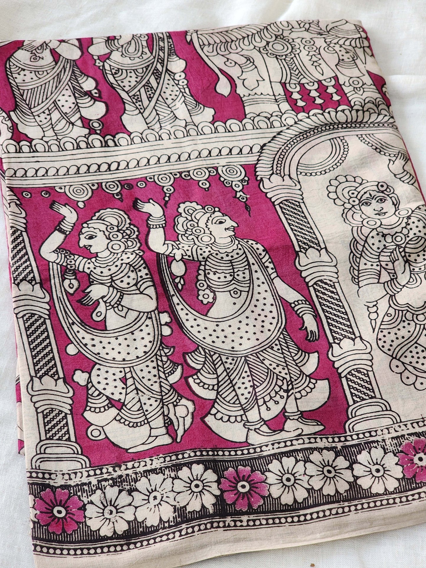Pink Kalamkari Cotton Saree