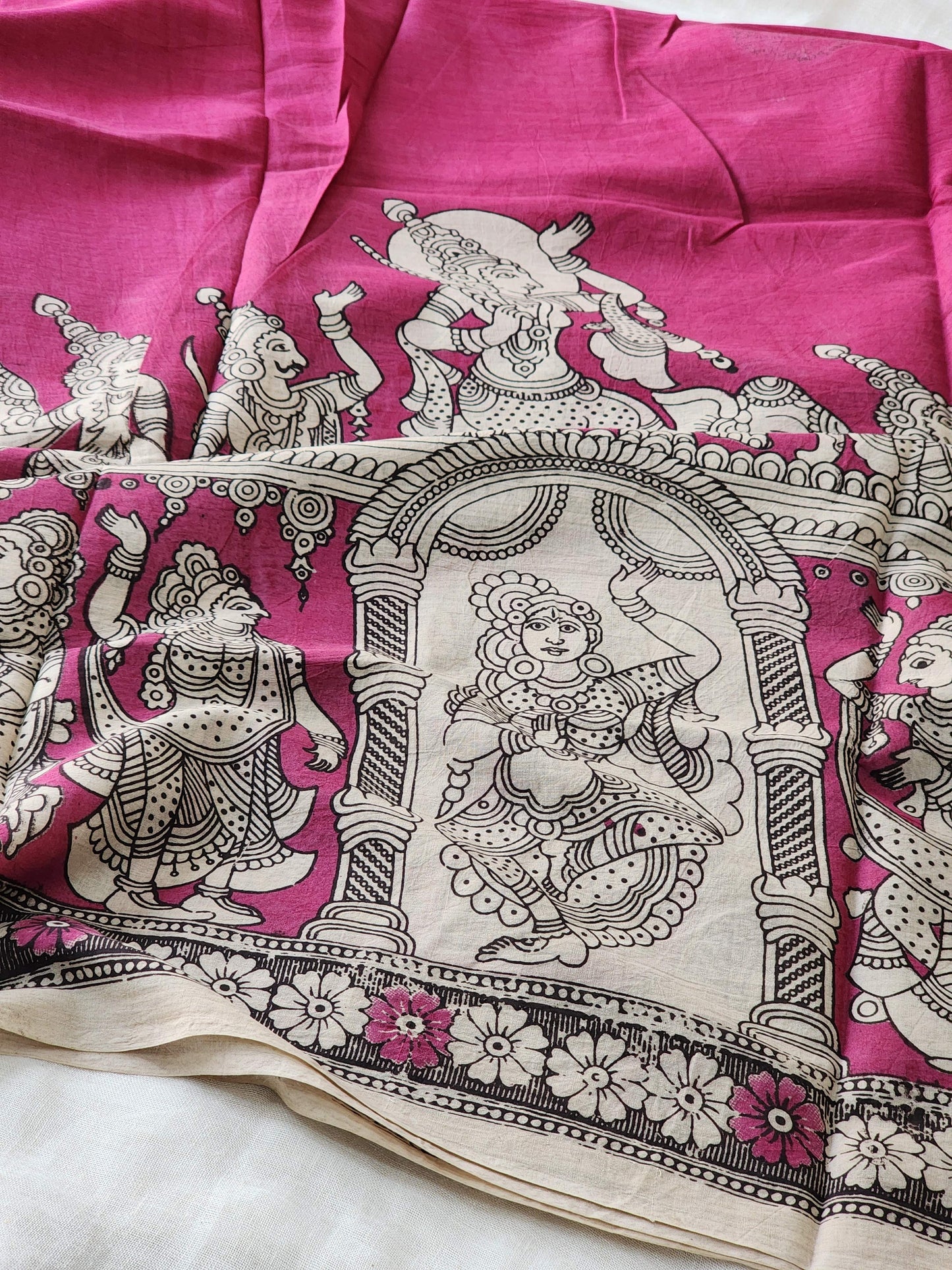 Pink Kalamkari Cotton Saree