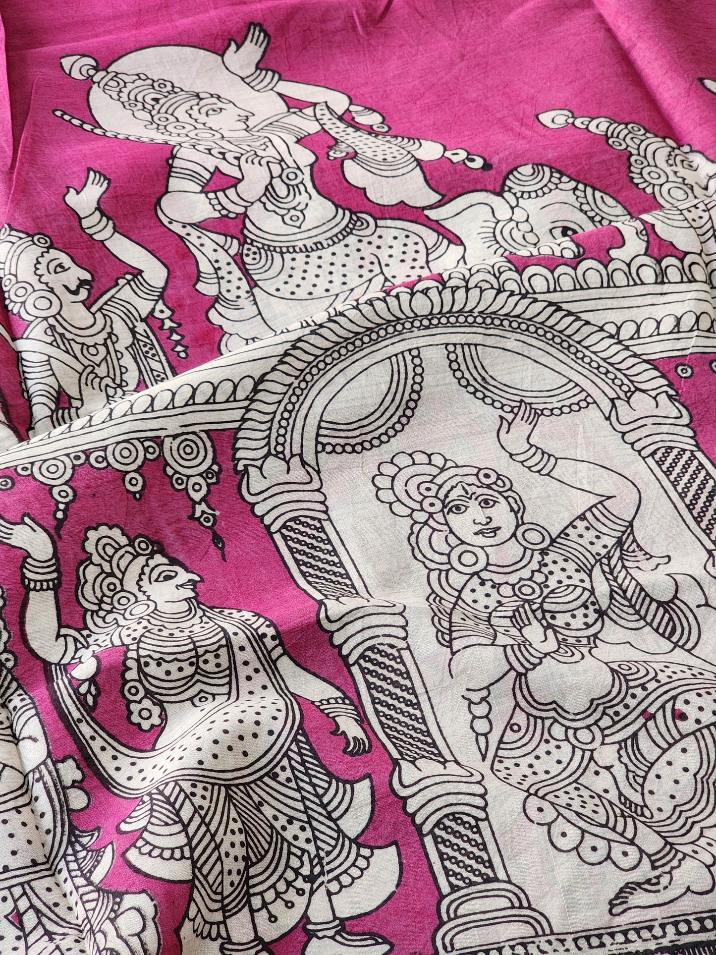 Pink Kalamkari Cotton Saree