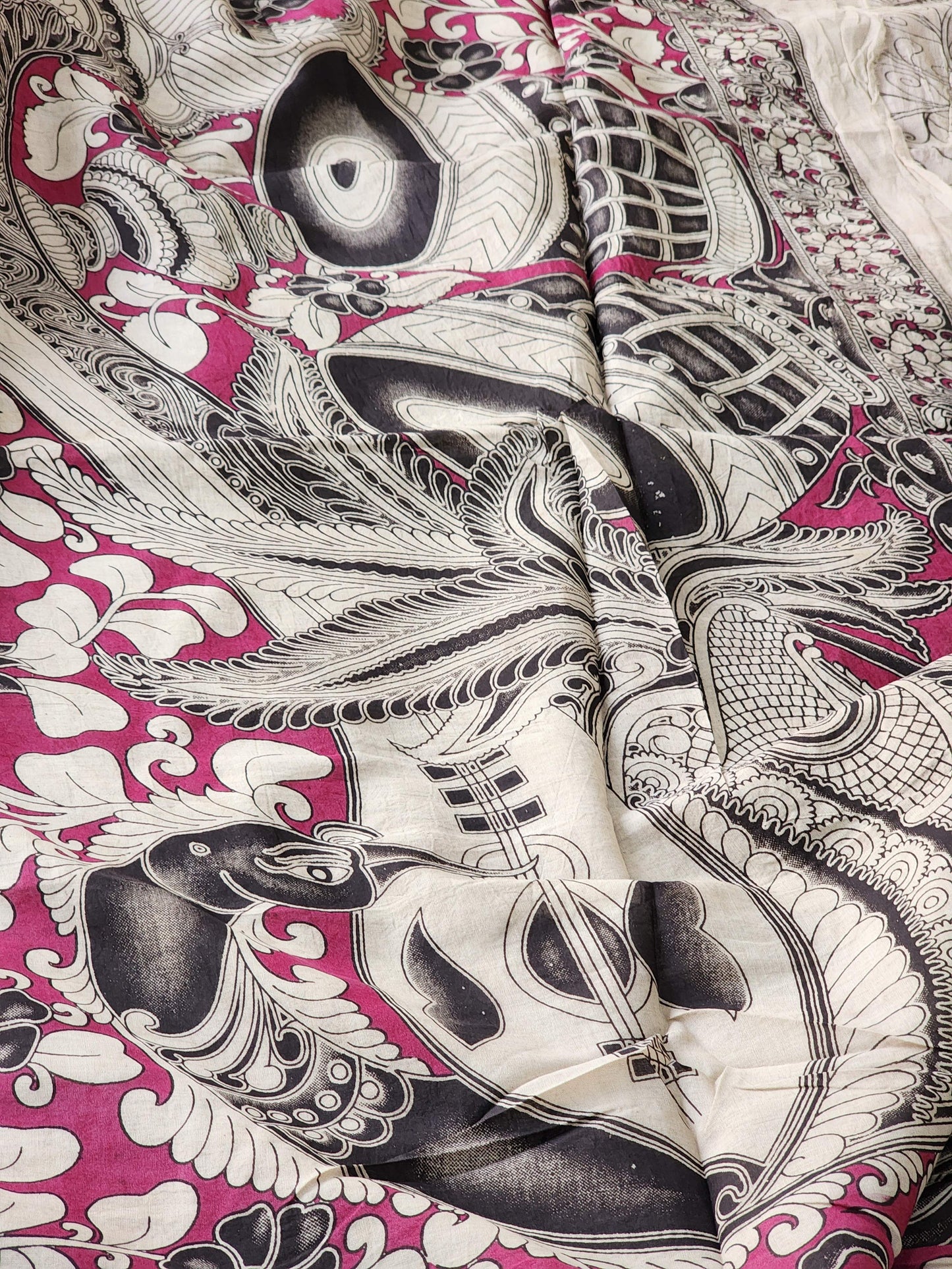 Pink Kalamkari Cotton Saree