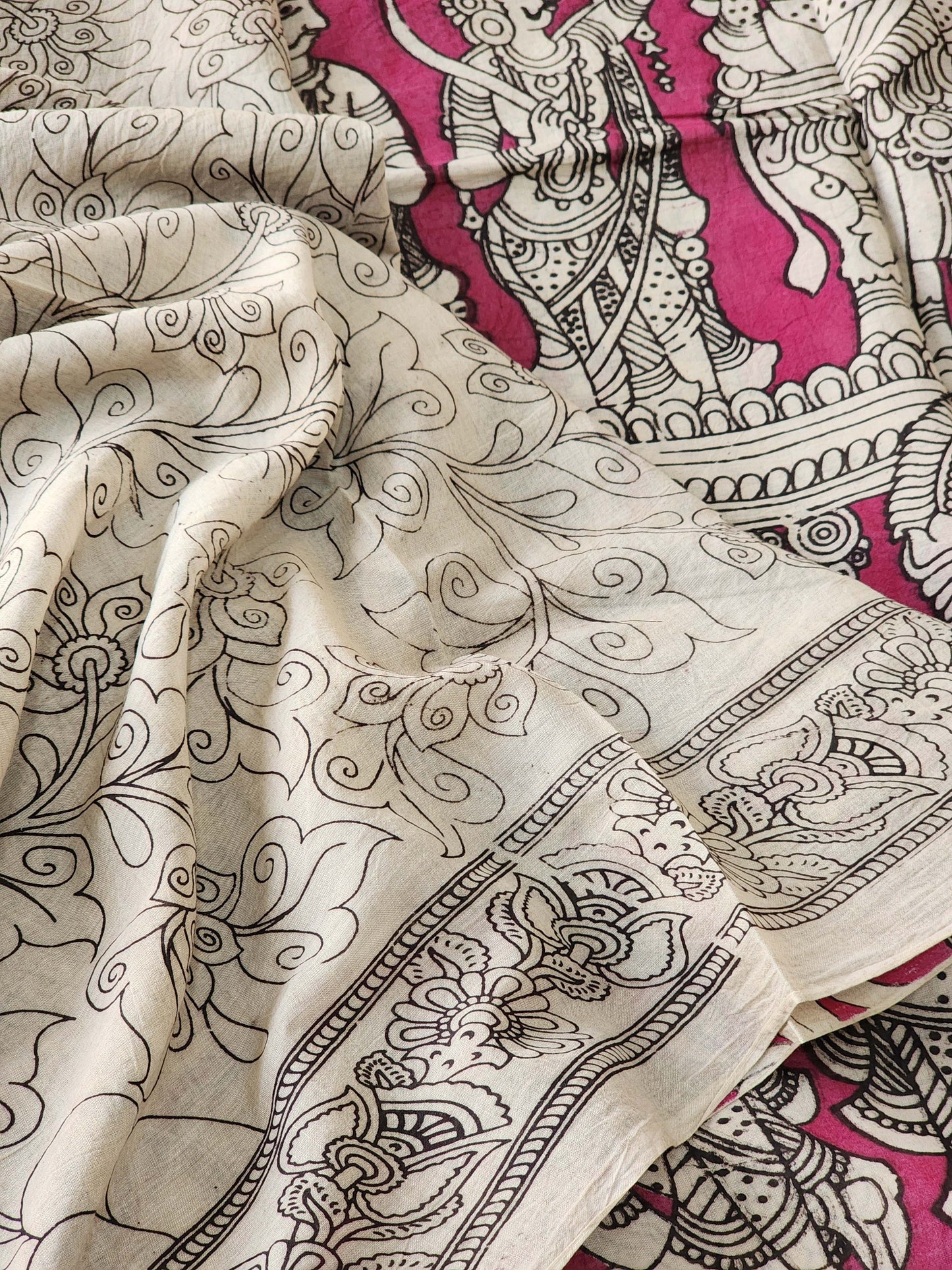 Pink Kalamkari Cotton Saree