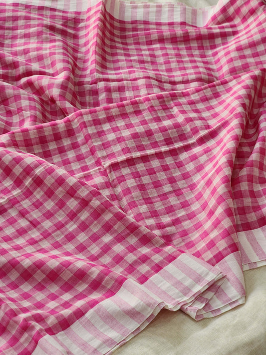 Pink Cotton Handloom Saree