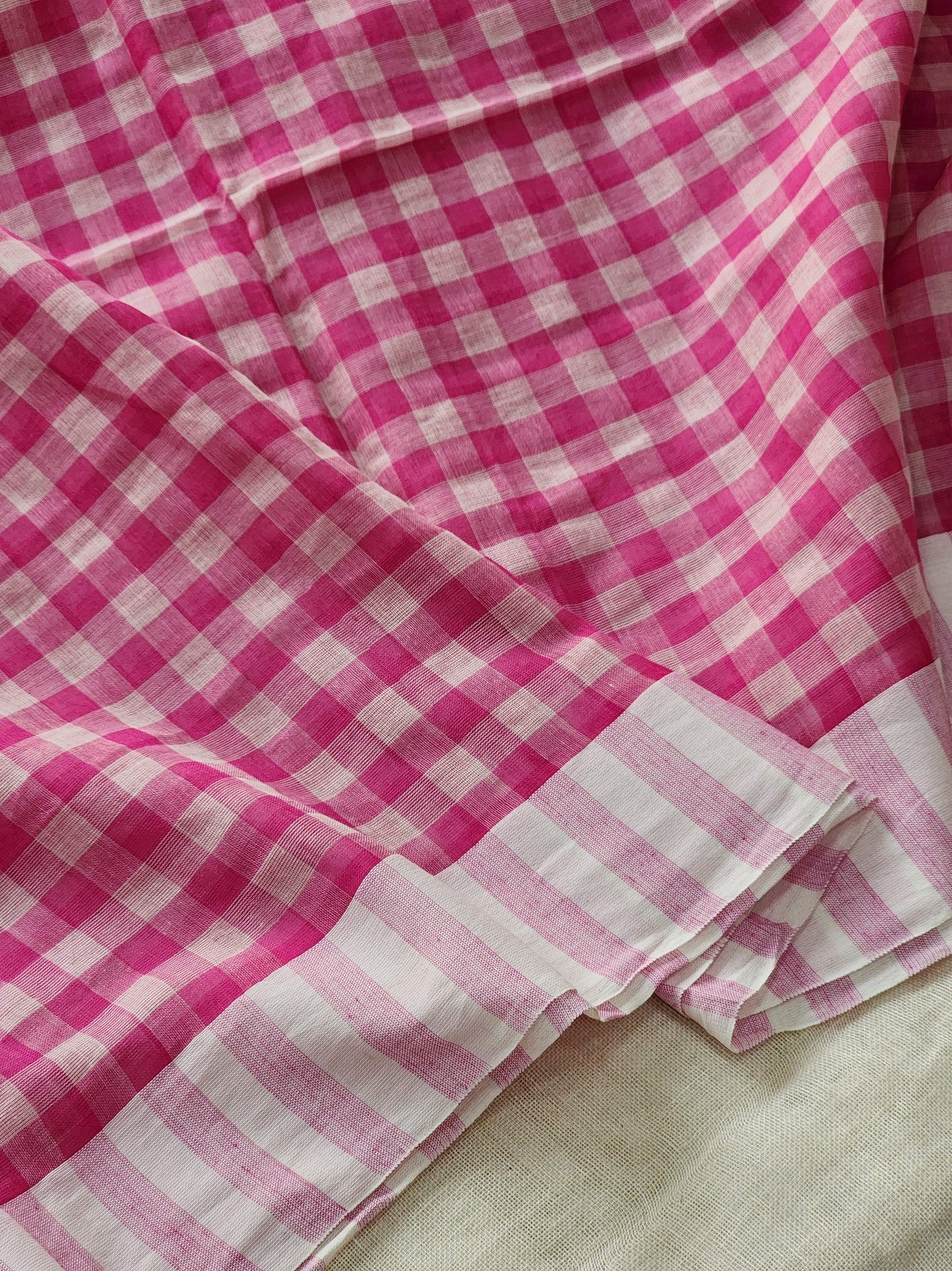 Pink Cotton Handloom Saree