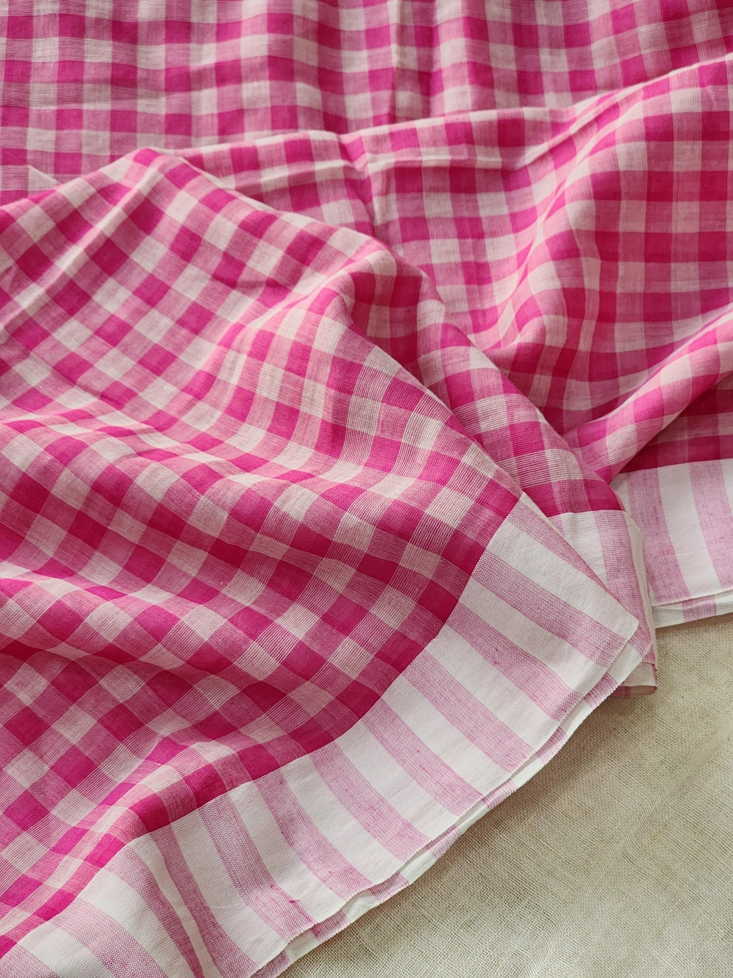 Pink Cotton Handloom Saree