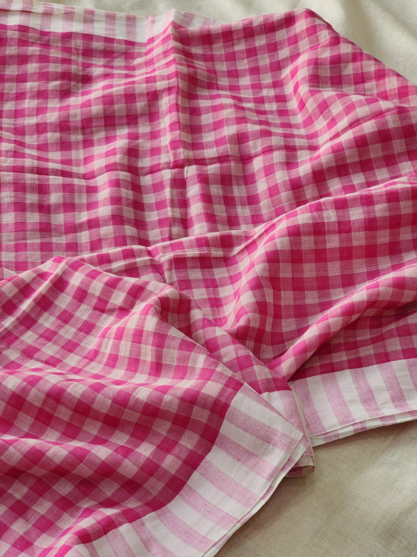 Pink Cotton Handloom Saree