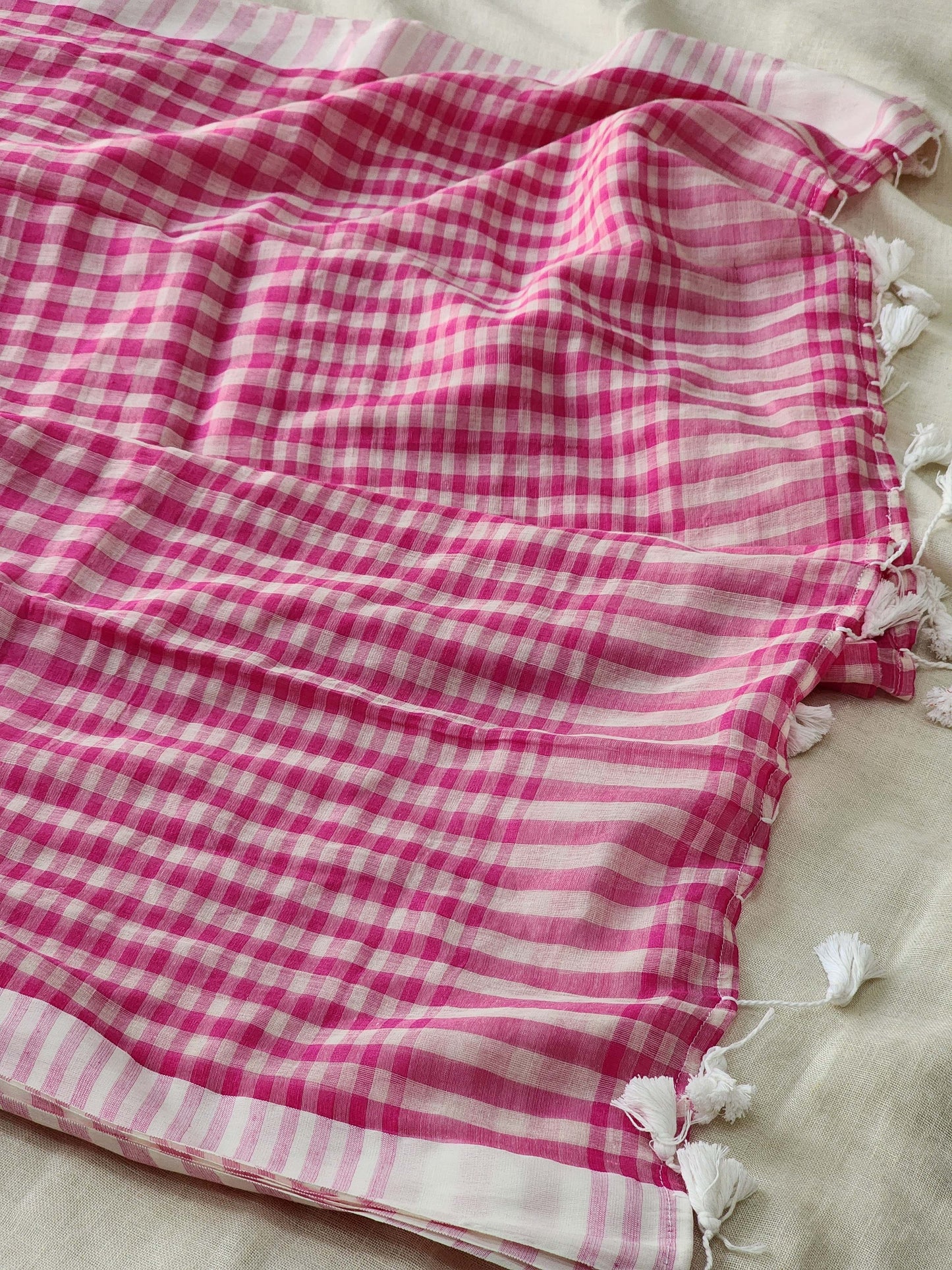 Pink Cotton Handloom Saree