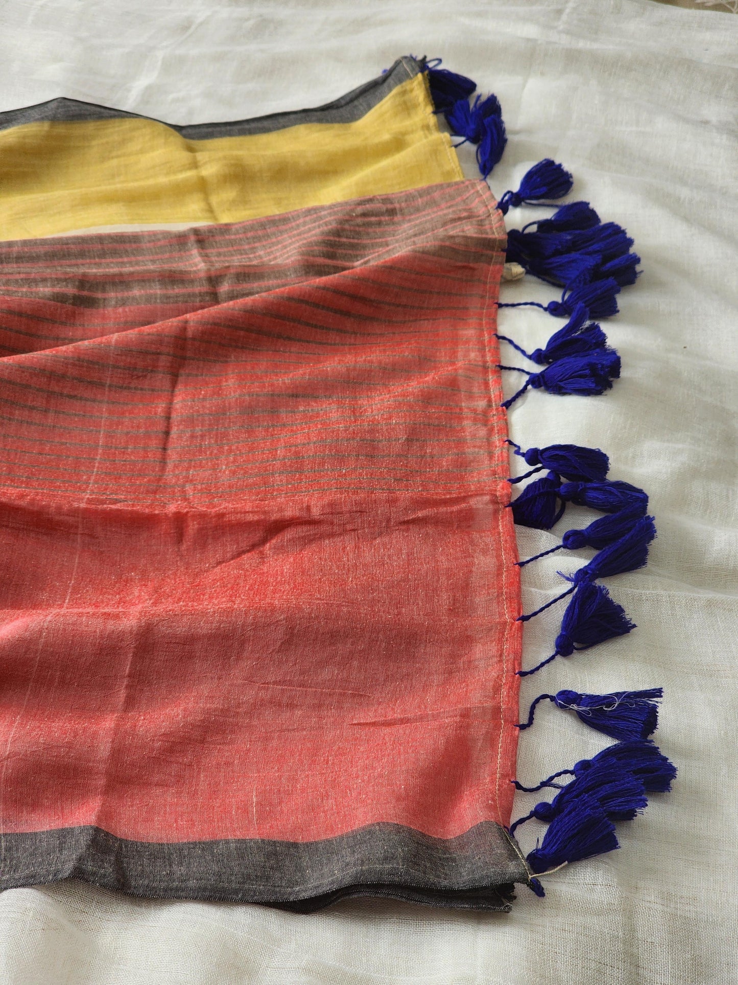 Multicored mulmul cotton saree