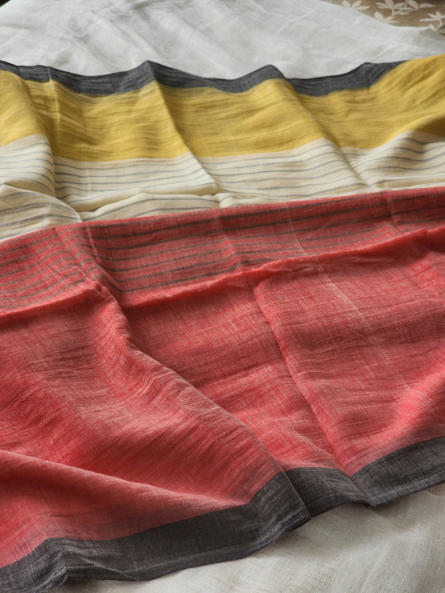 Multicored mulmul cotton saree