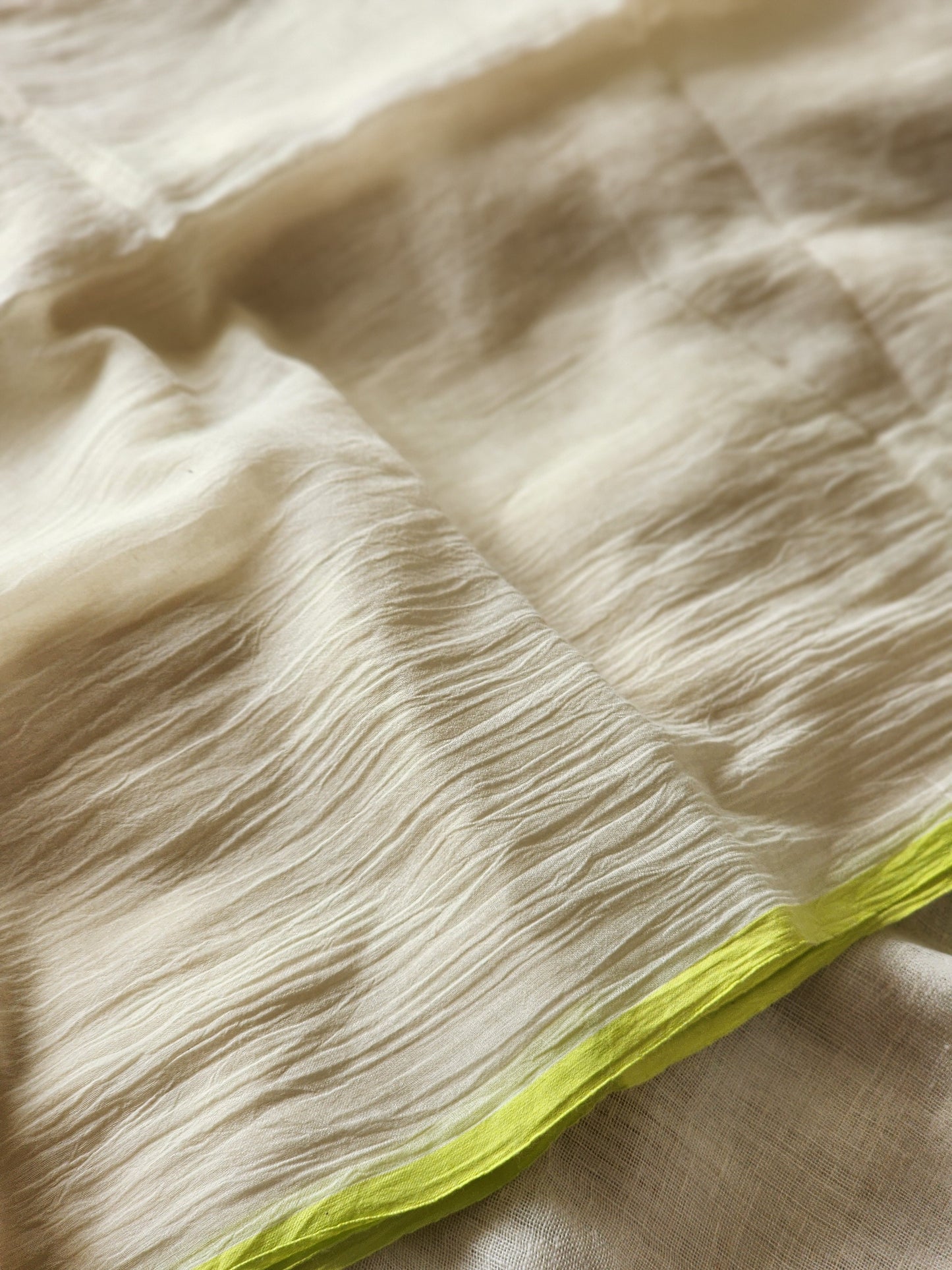 Cream mulmul cotton saree