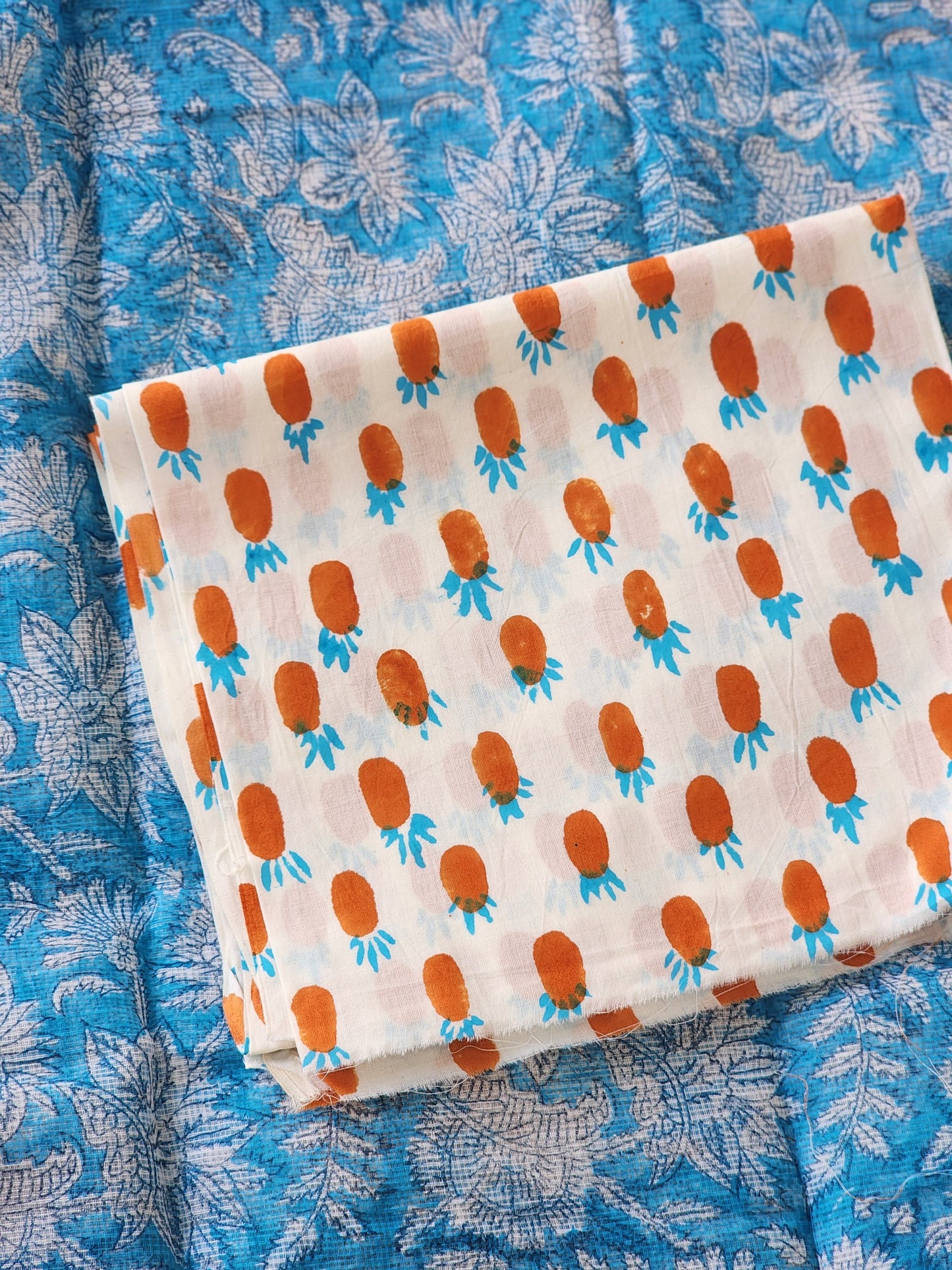 Blue handblock kota saree