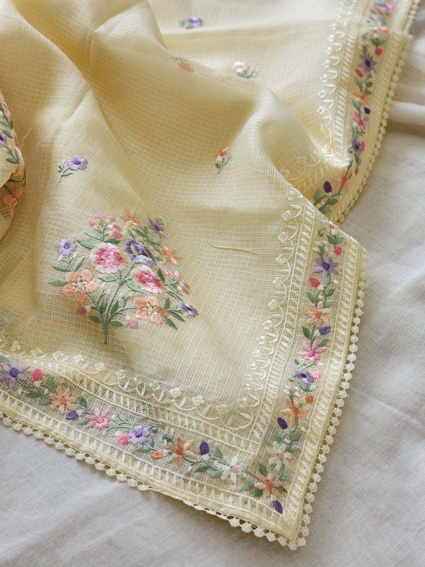 Light Yellow Kota Silk Saree