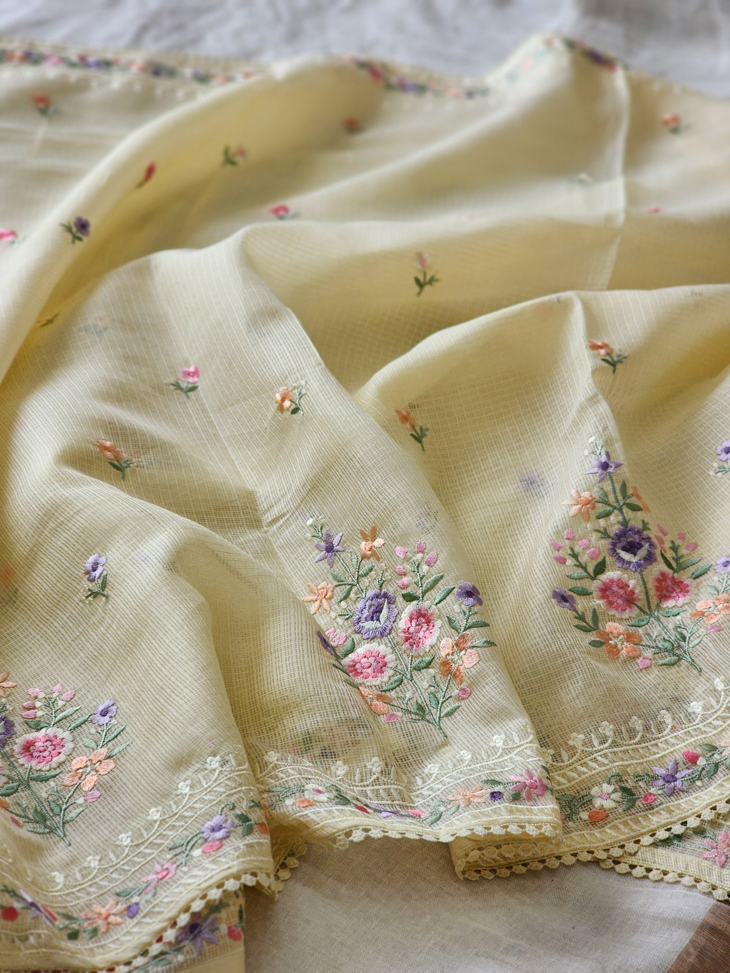 Light Yellow Kota Silk Saree
