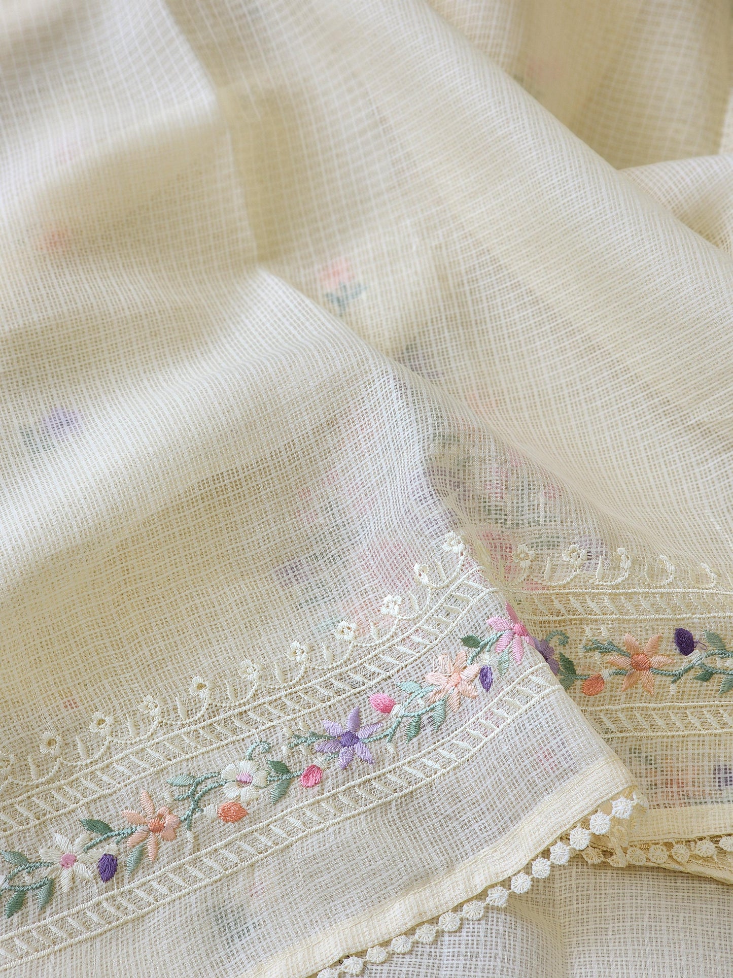 Light Yellow Kota Silk Saree