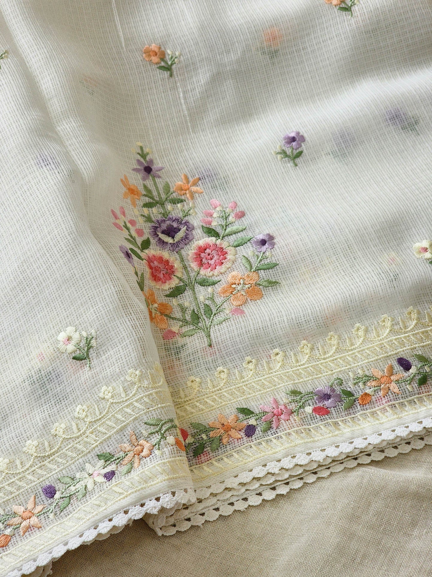 White Kota Silk Saree