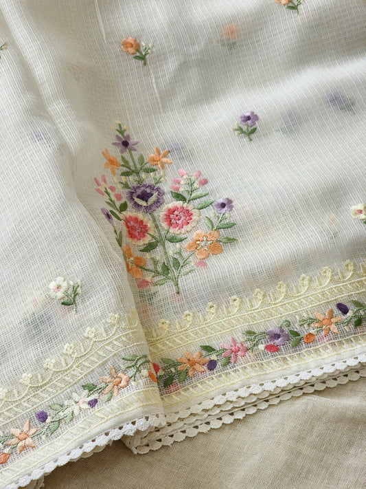 White Kota Silk Saree