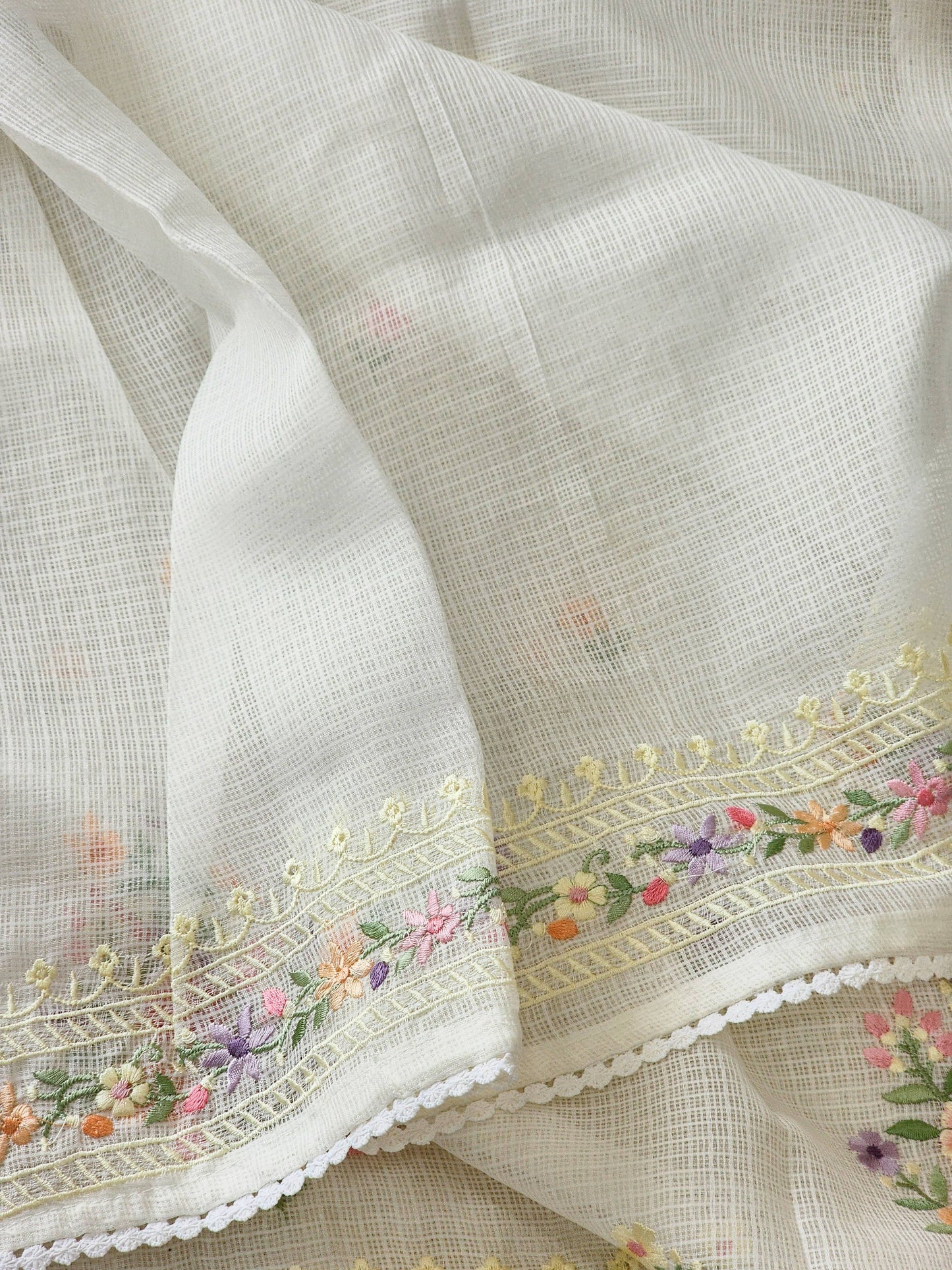White Kota Silk Saree