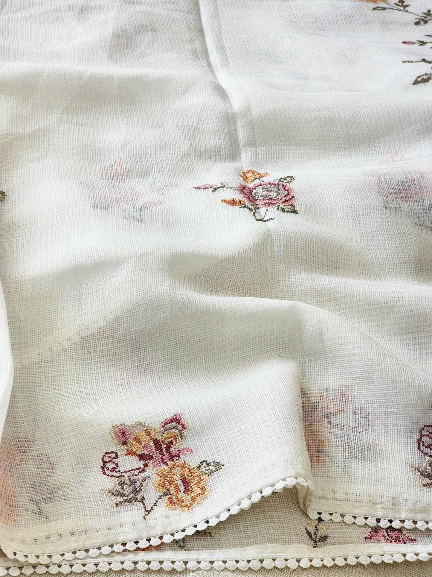 White Kota Silk Saree