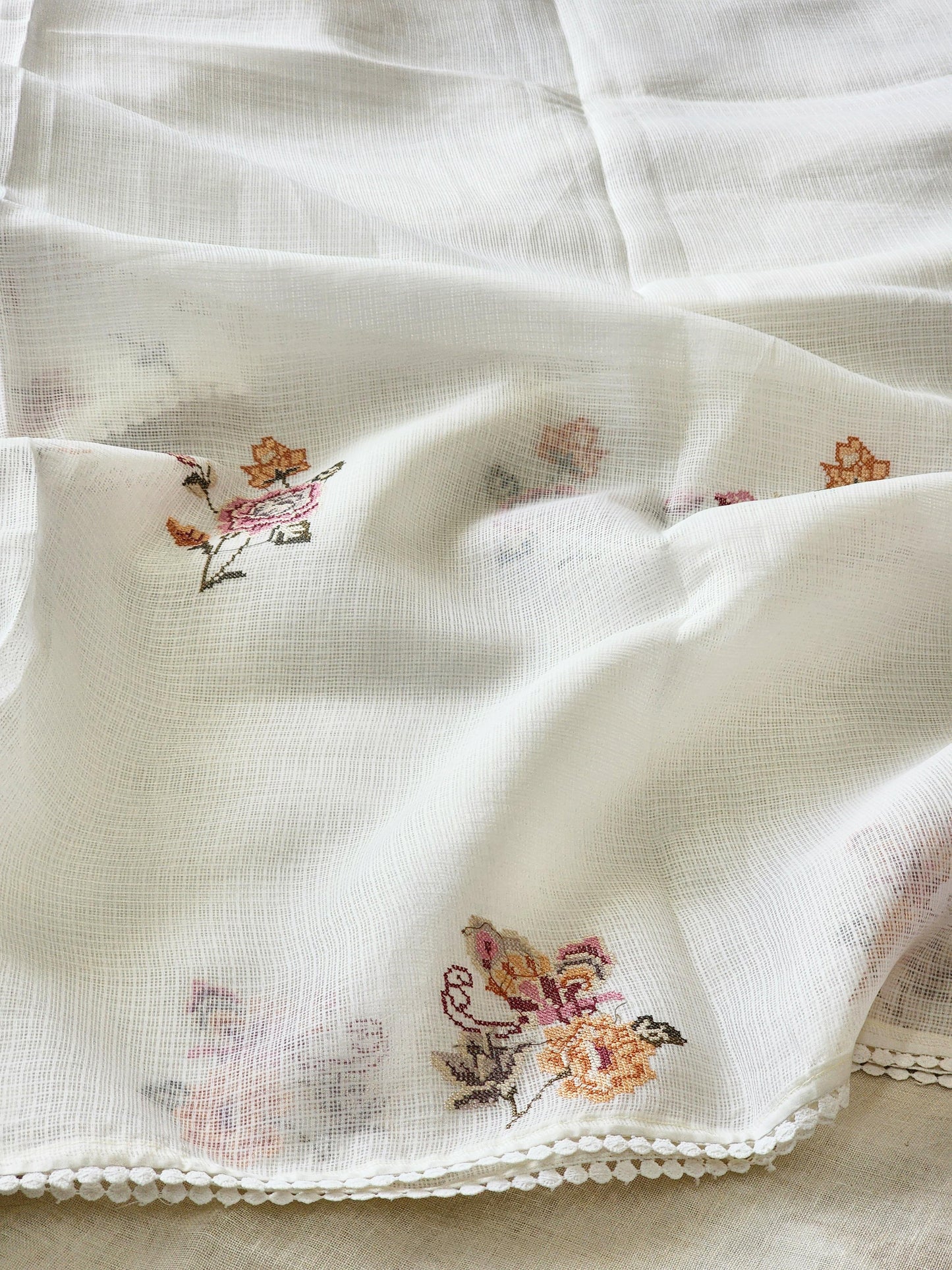 White Kota Silk Saree