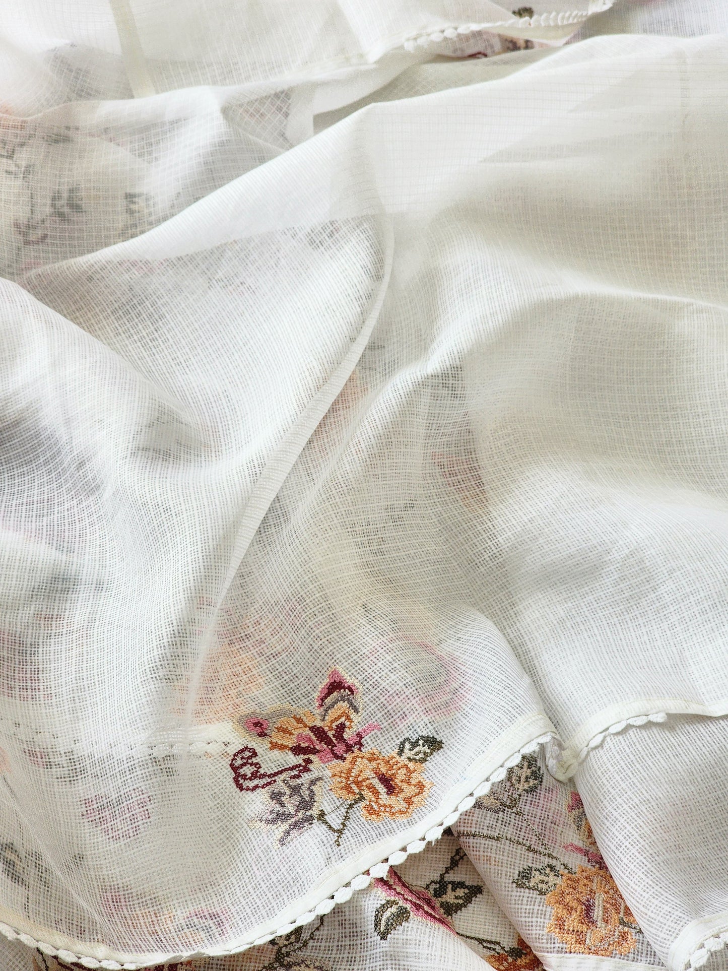 White Kota Silk Saree