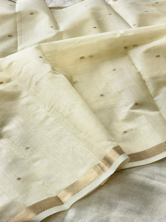 Cream Mul Chanderi Saree