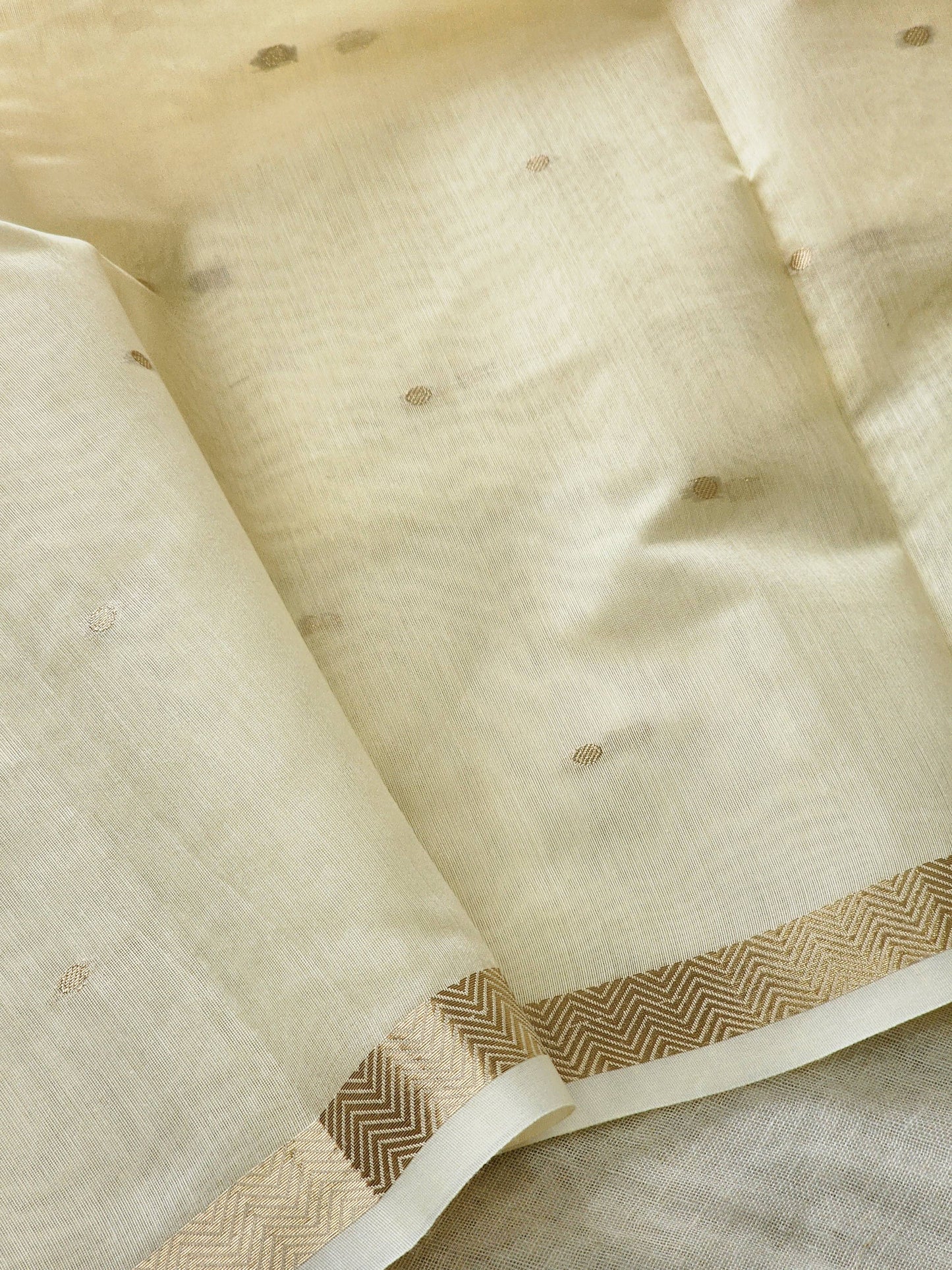 Cream Mul Chanderi Saree