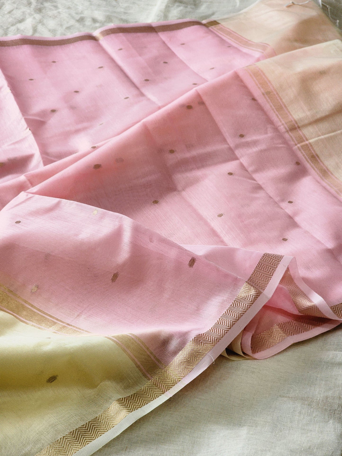 Cream Mul Chanderi Saree