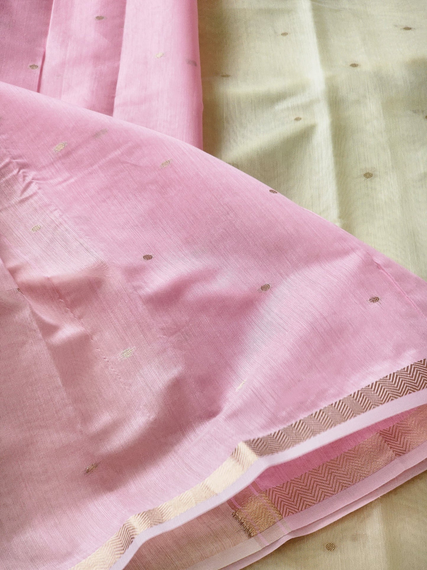 Cream Mul Chanderi Saree