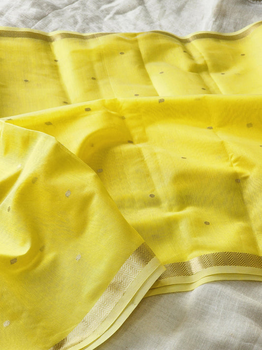 Yellow Mul Chanderi Saree