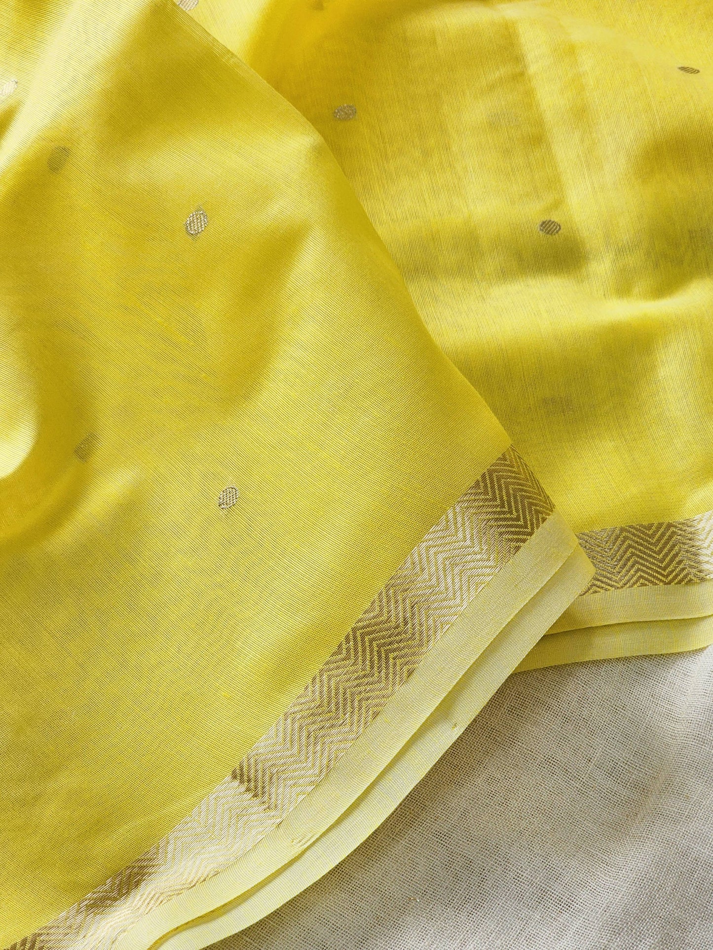 Yellow Mul Chanderi Saree