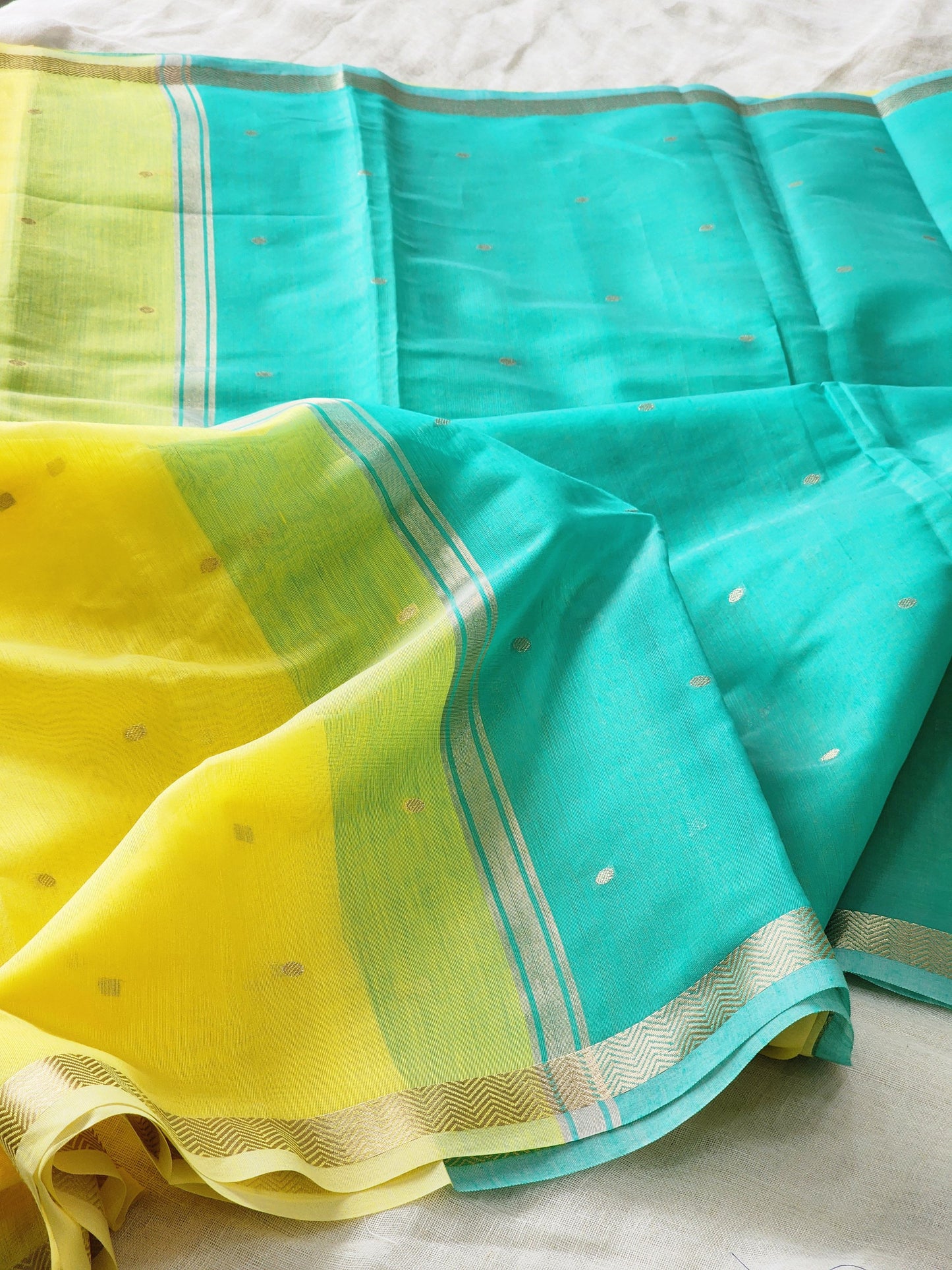 Yellow Mul Chanderi Saree